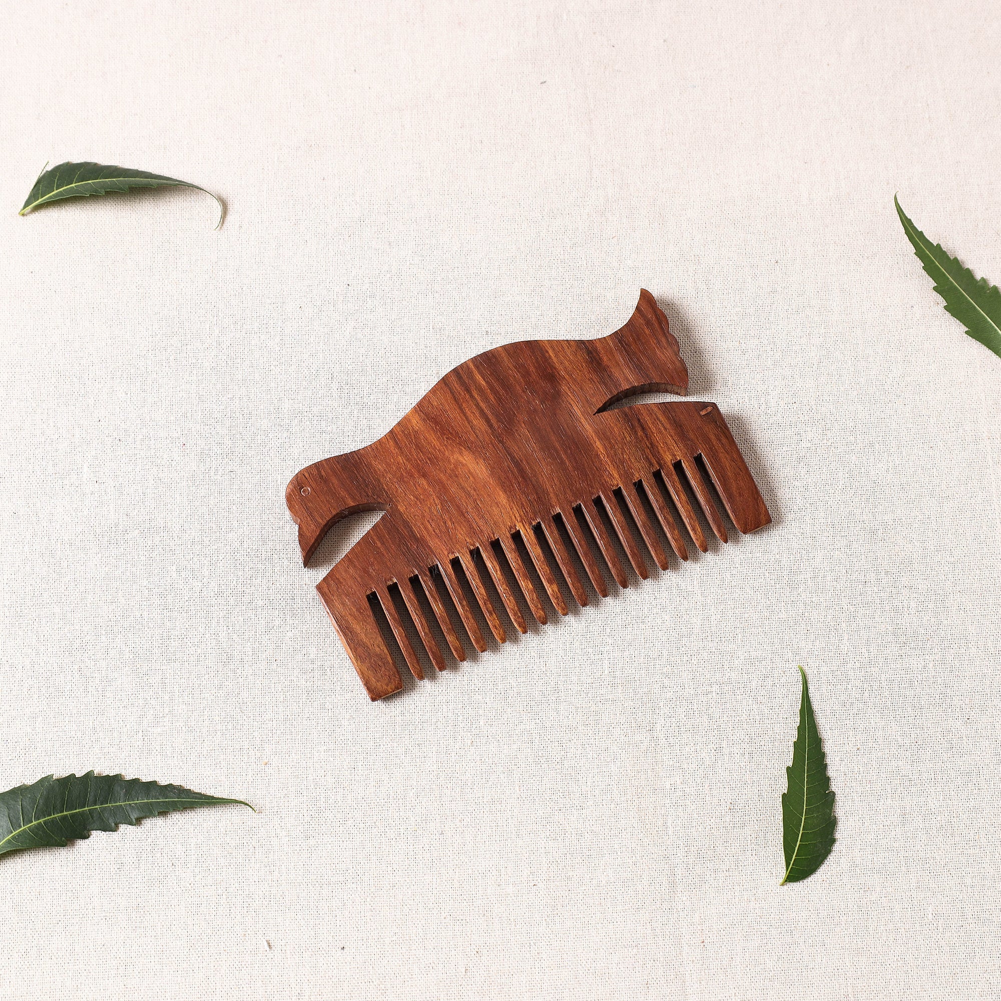 ITOKRI CRAFTS INITIATIVE Bijnor Hand Carved Sheesham Wood Comb (Medium)