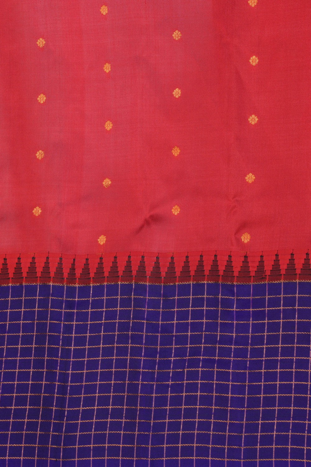 Kalanjali Gadwal Silk Red Saree – Women's - view 2