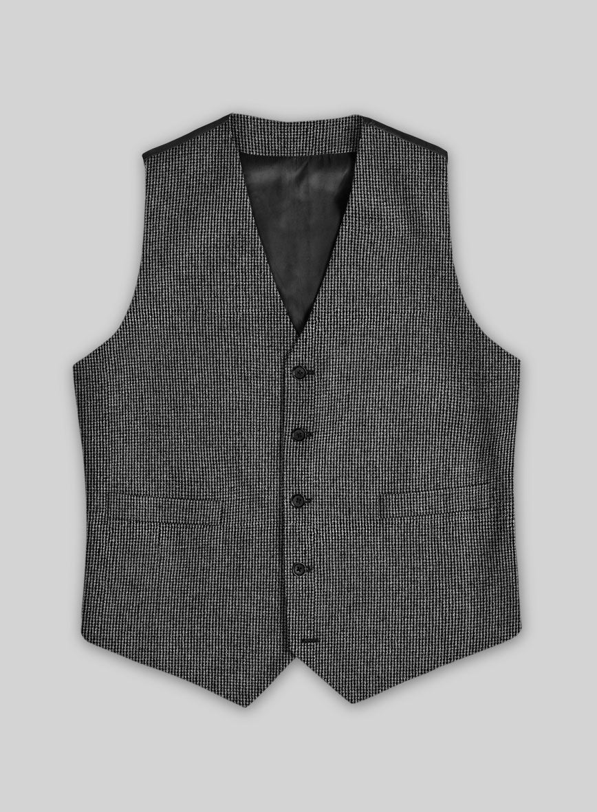 StudioSuits Vintage Gray Macro Weave Tweed Waist Coat