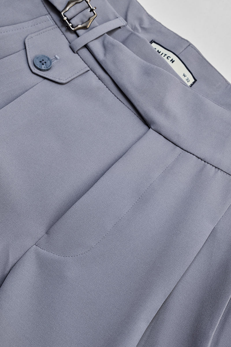 SNITCH Light Grey Slim Fit Gurkha Trousers - view 2