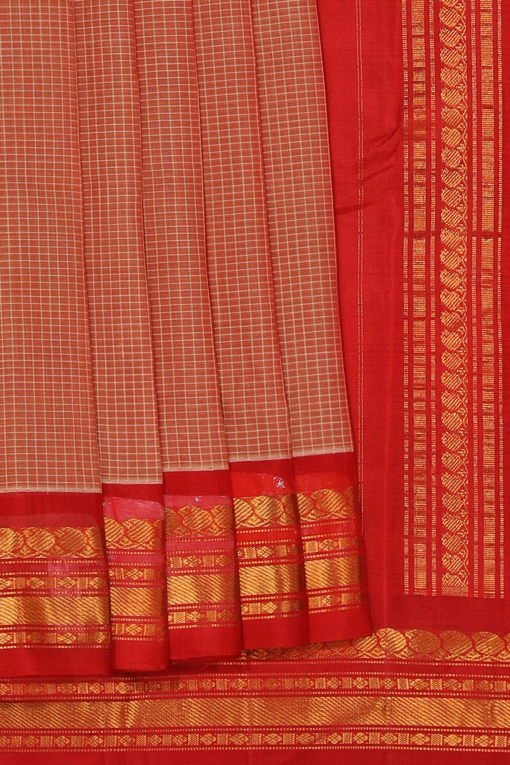 Kalanjali Gadwal Cotton Onion-Red Saree – Women's