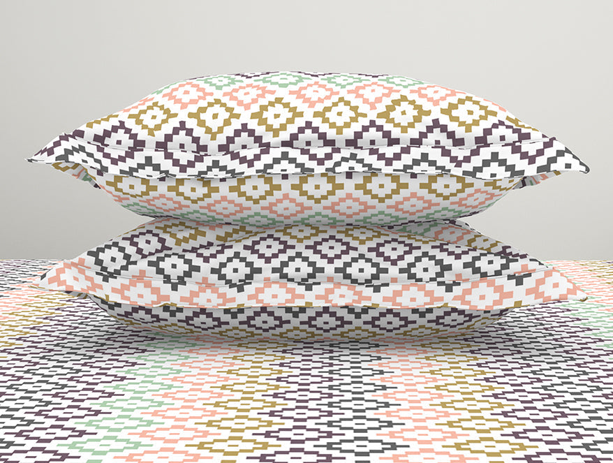Spaces India Geometric Pink Polycotton Fitted King Harmony - By Welspun - view 5