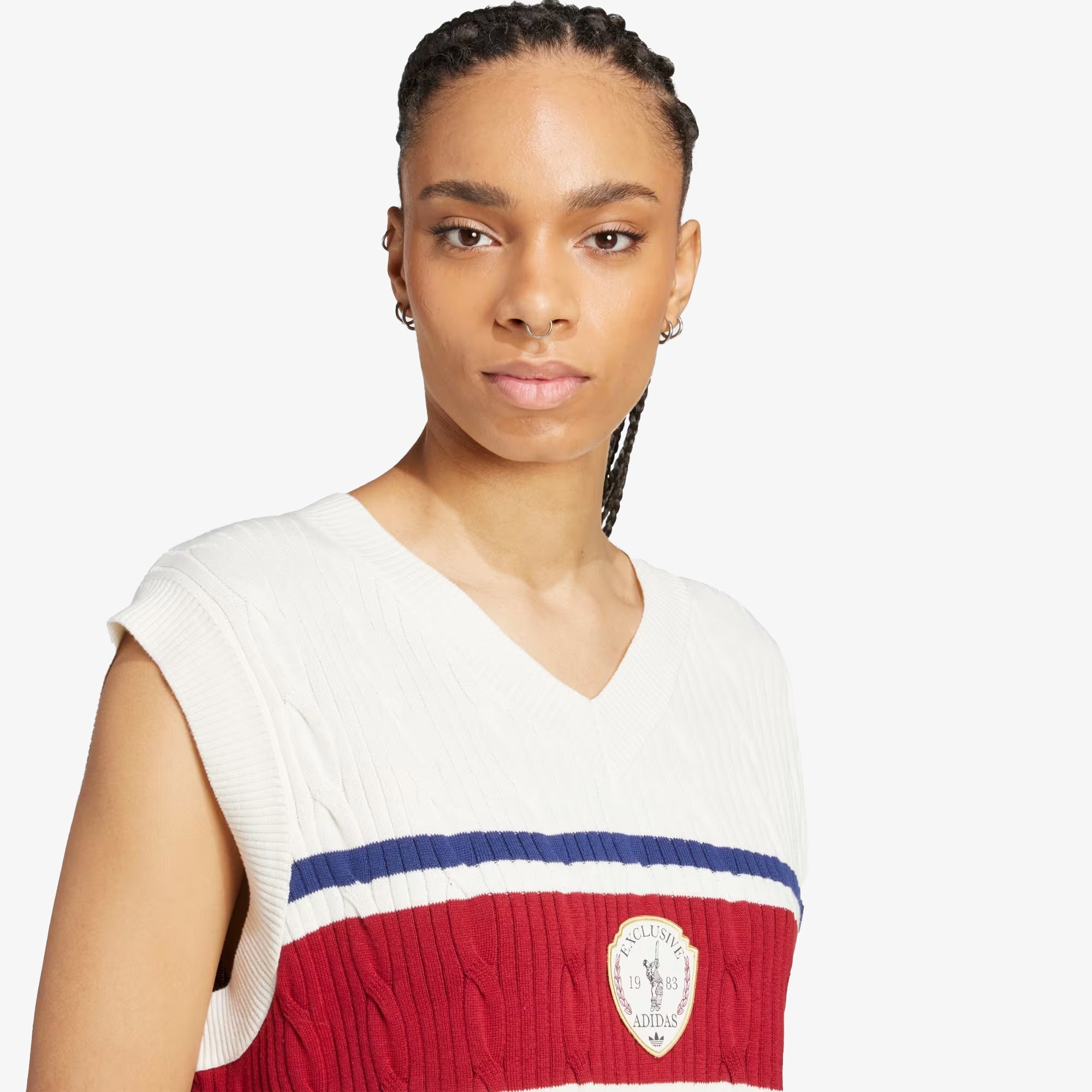 Adidas Originals | RETRO SPORTS CRICKET-INSPIRED VEST { OFF WHITE - view 3