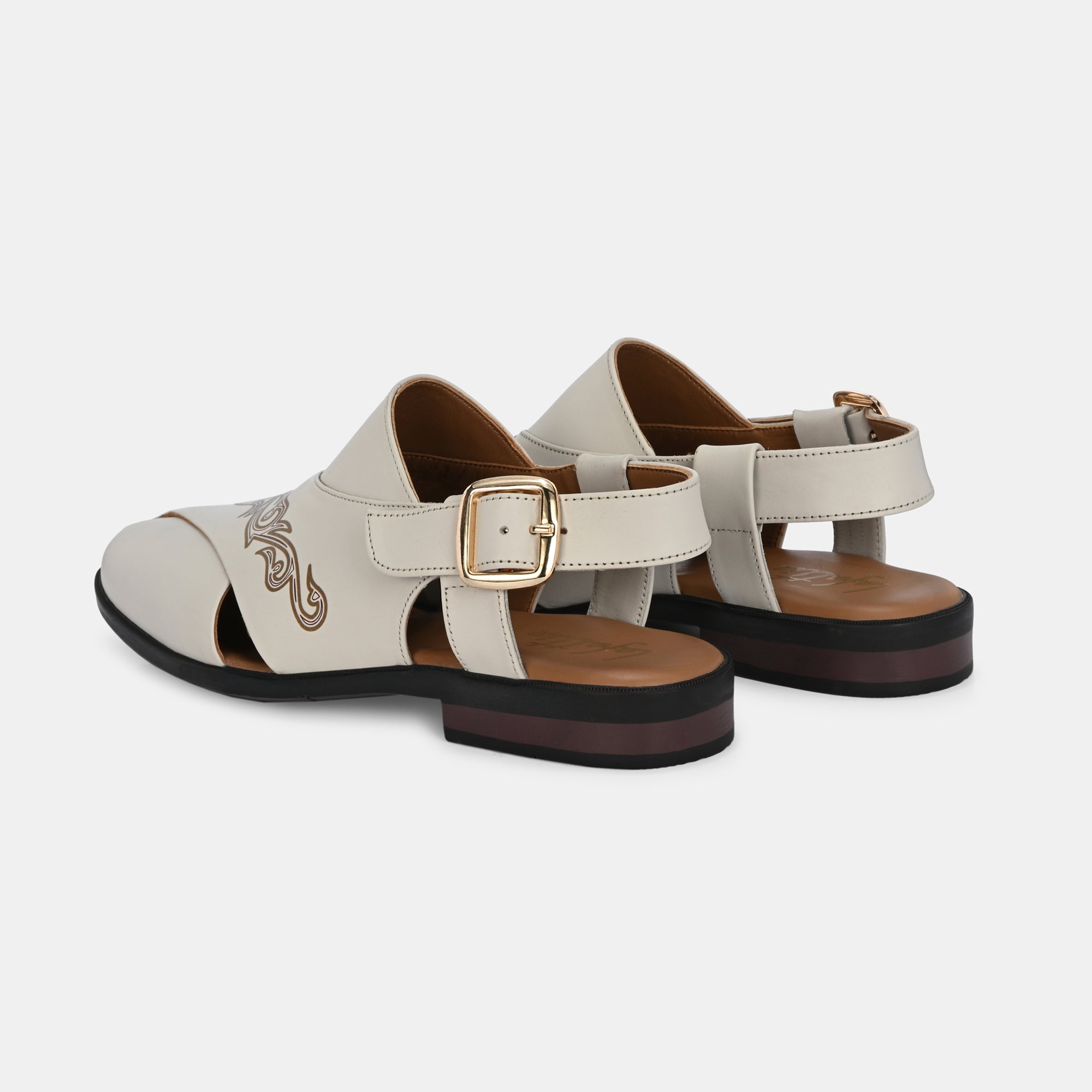 Handpainted Peshawari Sandals by Lafattio – White - view 5