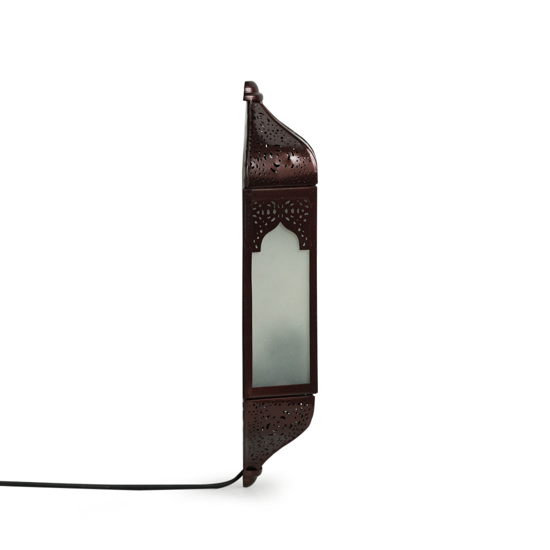 EXCLUSIVELANE 'Haveli Jharokha' Hand-Etched Iron Wall Lamp (14 Inch, Dark Brown) - view 4