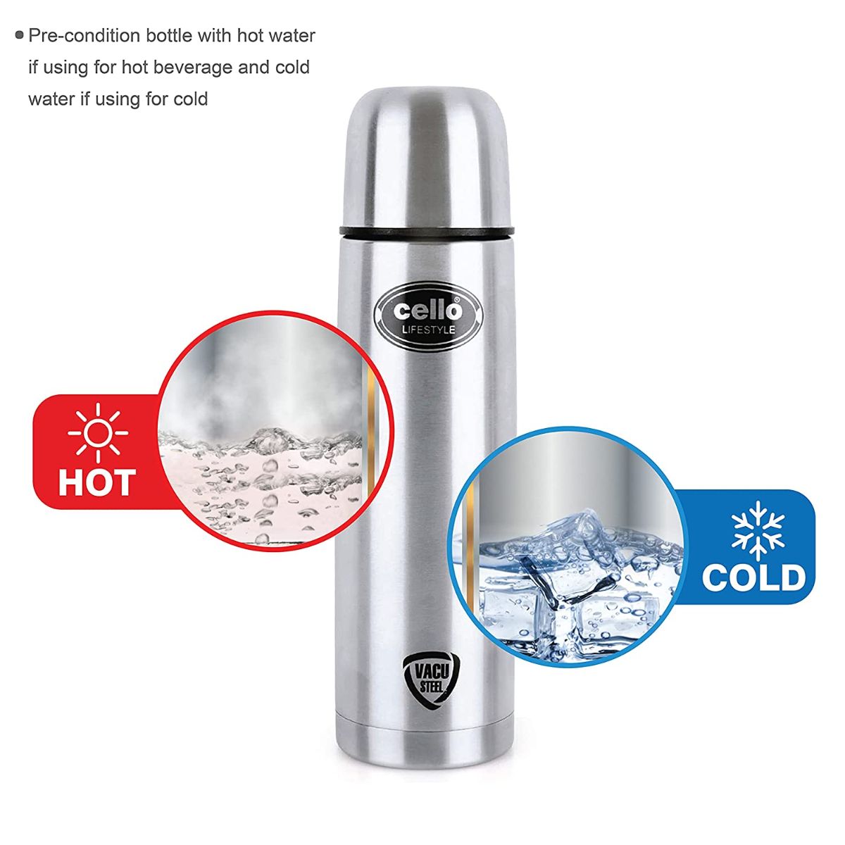 Cello Lifestyle Flask, Vacusteel Water Bottle, 1000ml - view 7