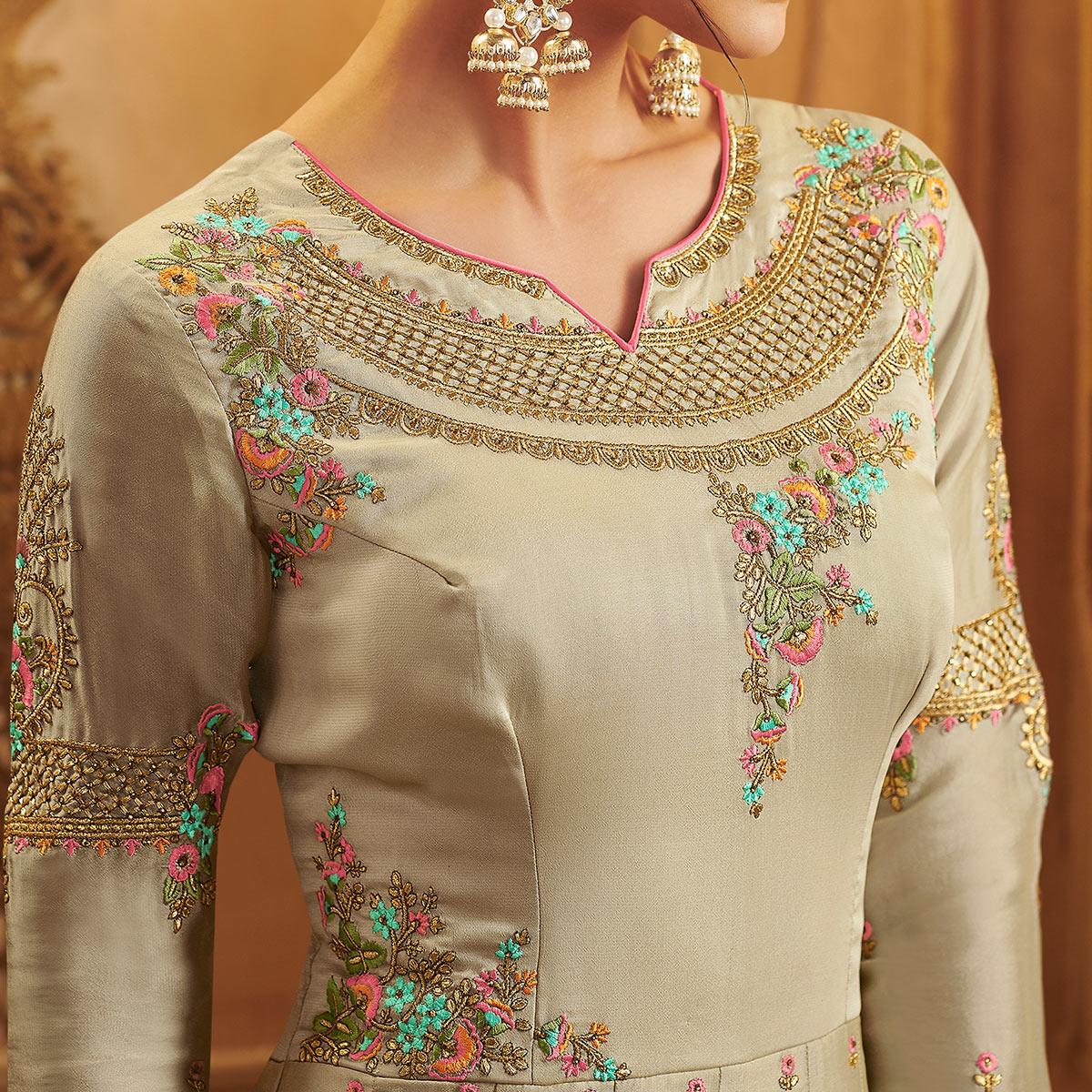 Peachmode Seller Chiku Partywear Embroidered Georgette Anarkali Suit - view 6