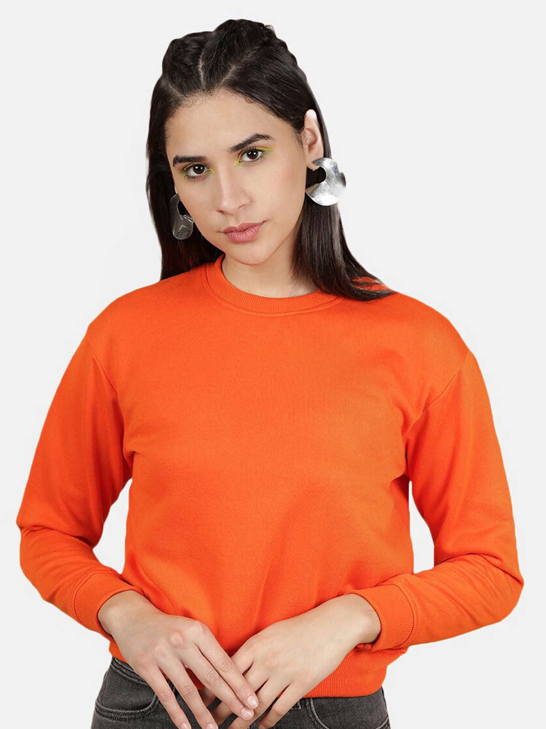 Freehand By The Indian Garage Co Women's Solid Regular Fit Sweatshirt