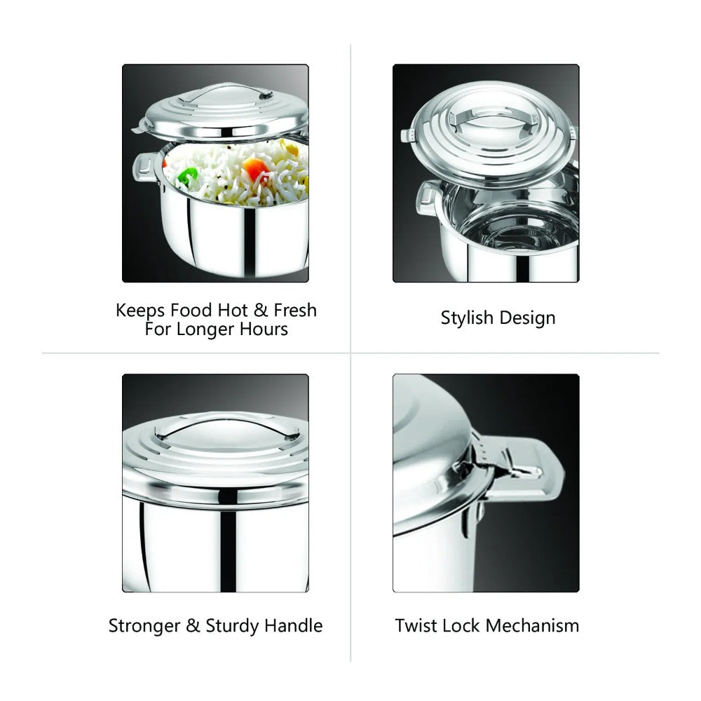 AVIAS Platinox (Casserole 1000 ML + Casserole 1500 ML + Kadhai 22 cm) | Silver | Set of 3 Pcs - view 6
