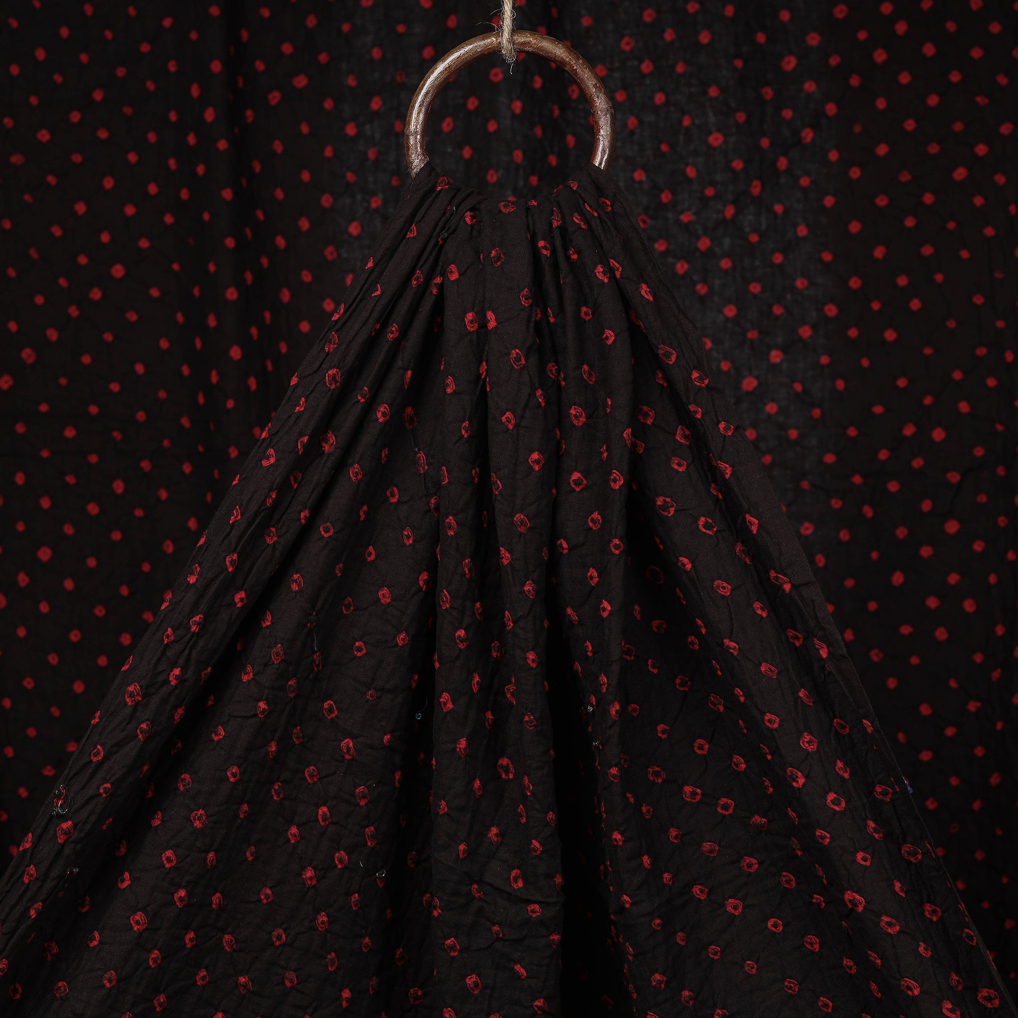 KACHCHH JI CHHAAP Black - Kutch Tie-Dye Mul Cotton Bandhani Fabric 02