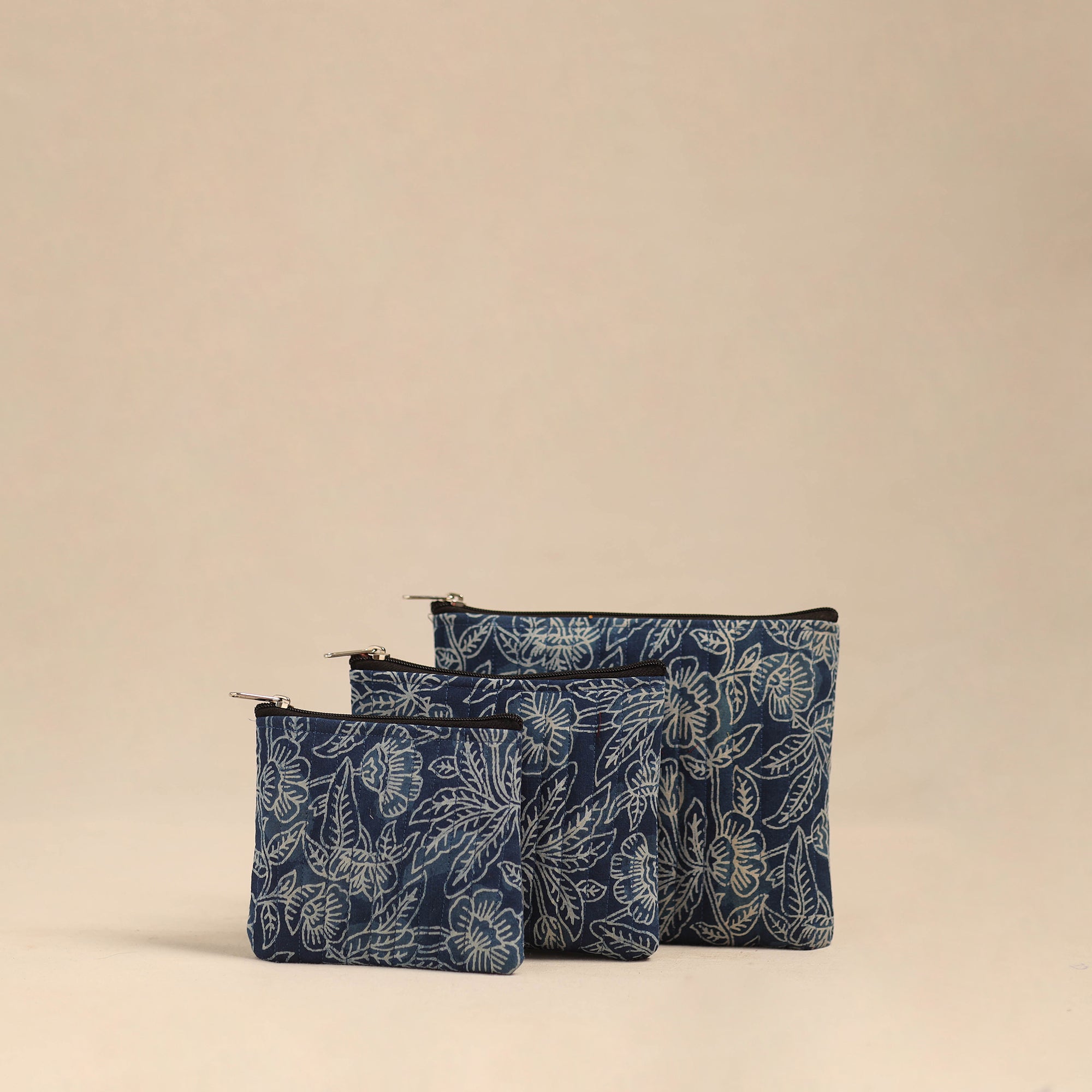 NOORI BAZAR Handmade Cotton Utility Pouches (Set of 3) 34