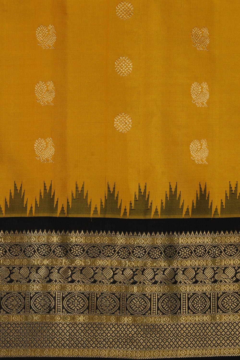 Kalanjali Gadwal Silk Mustard Saree – Women's - view 2