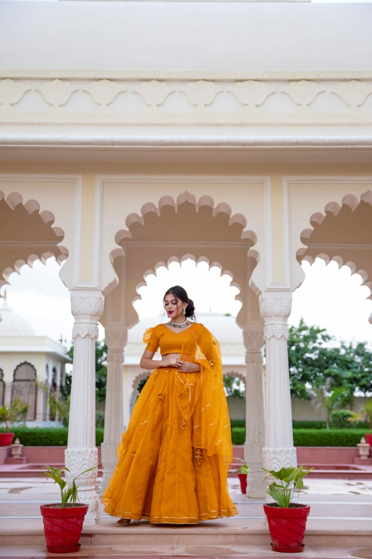 Idaho-o Organza Puff Sleeves Lehenga – Women's