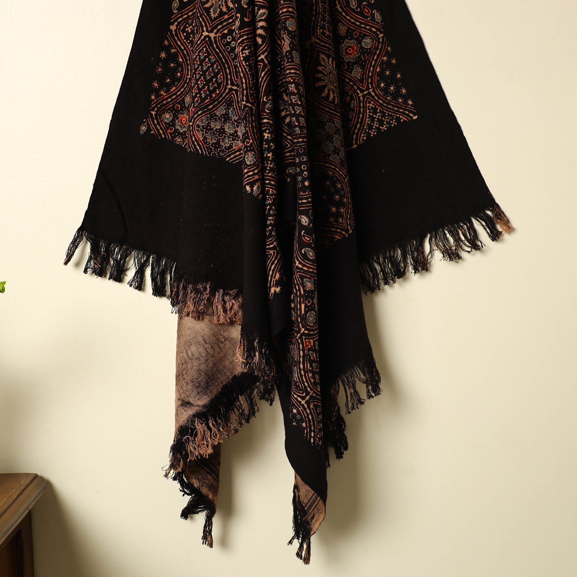 KACHCHH JI CHHAAP Black - Handloom Block Print Cotton Ajrakh Towel 01 - view 2