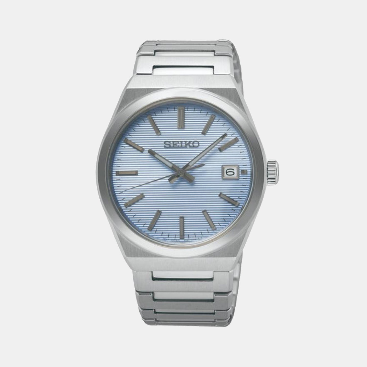 Seiko Dress Men Quartz Light Blue Dial Analog Stainless Steel Watch SUR599P1