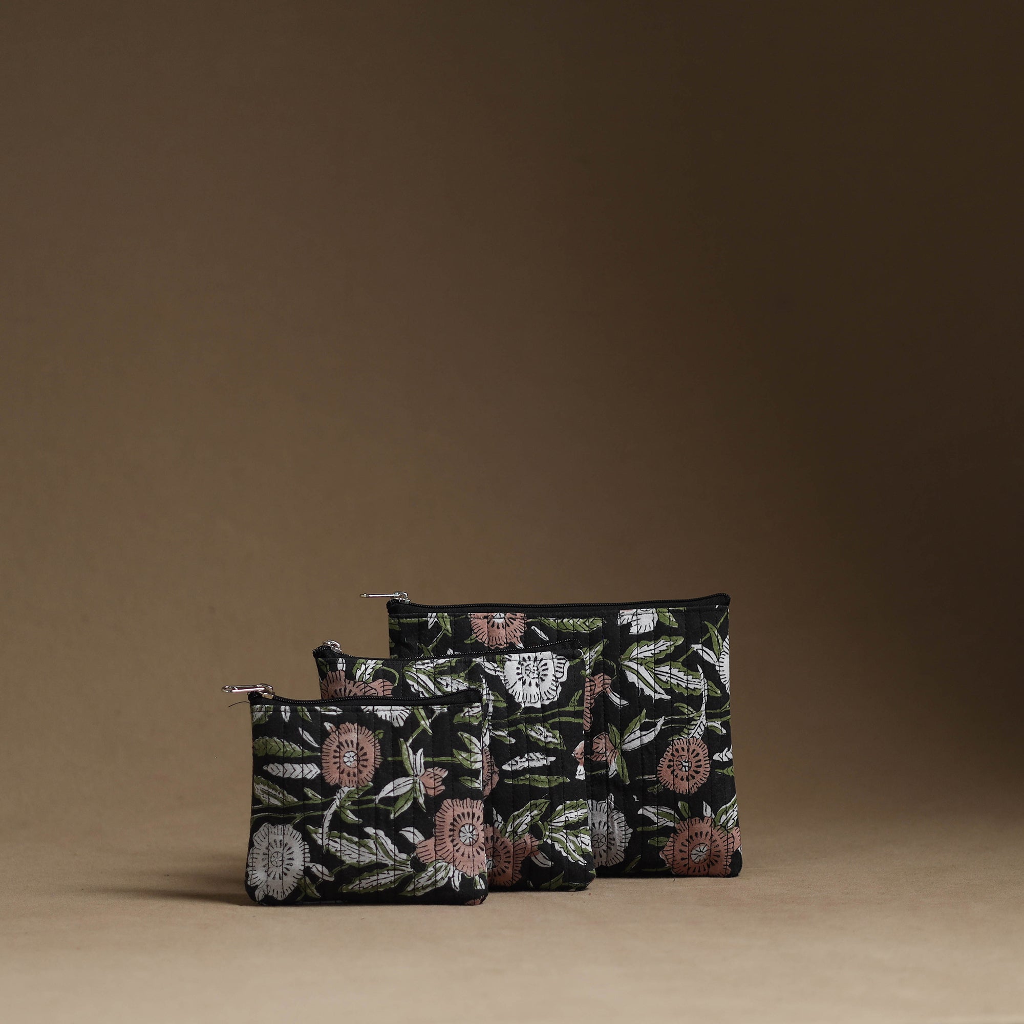 NOORI BAZAR Black - Handmade Cotton Multipurpose Utility Pouches (set of 3) 28