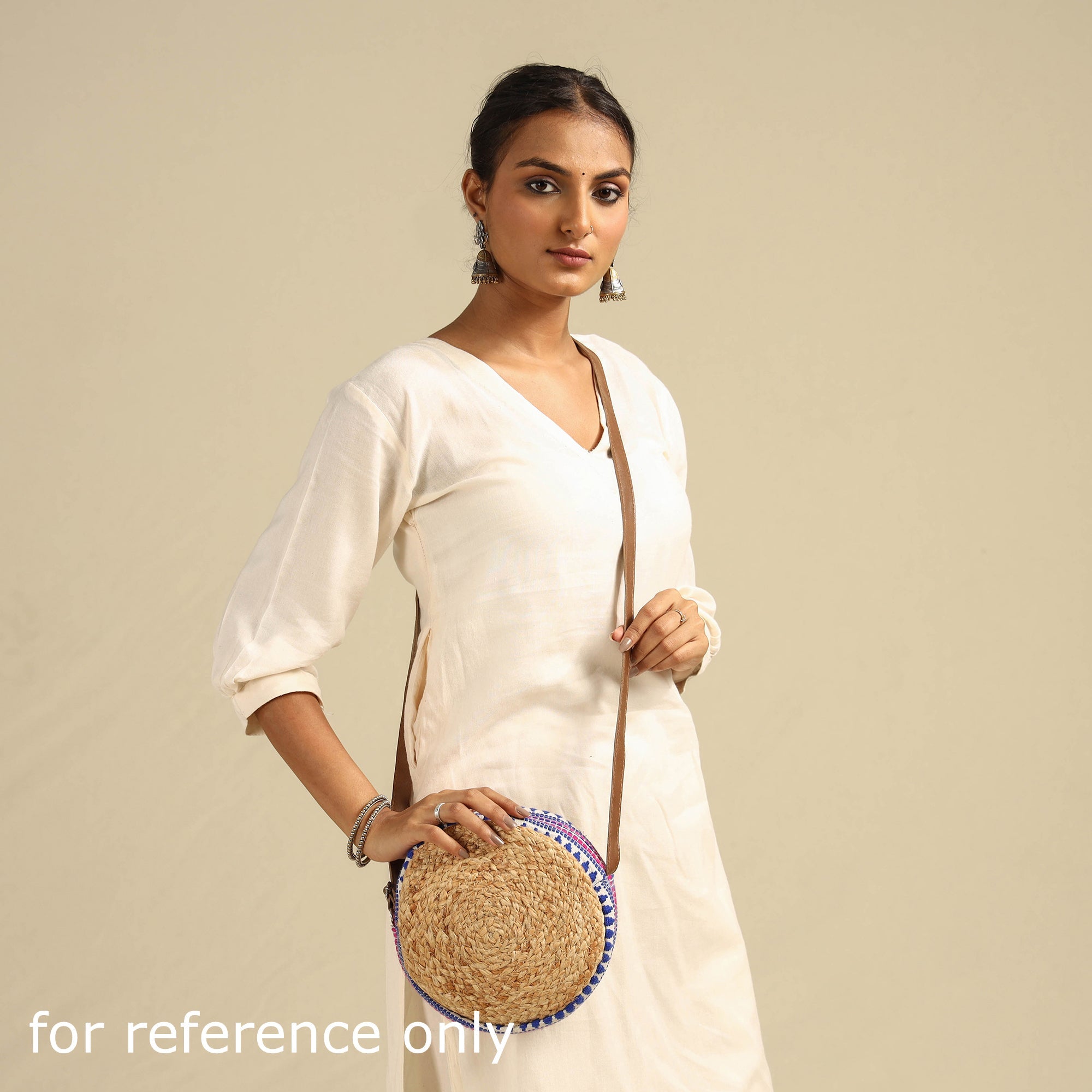 ITOKRI CRAFTS INITIATIVE Beige - Handcrafted Multipurpose Jute Round Hand Bag - view 4