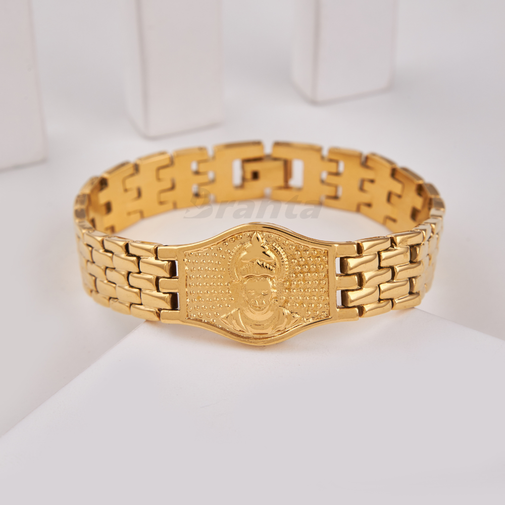 brantashop Premium Hanuman Gold Bracelet For Men (8 Inch) - view 4