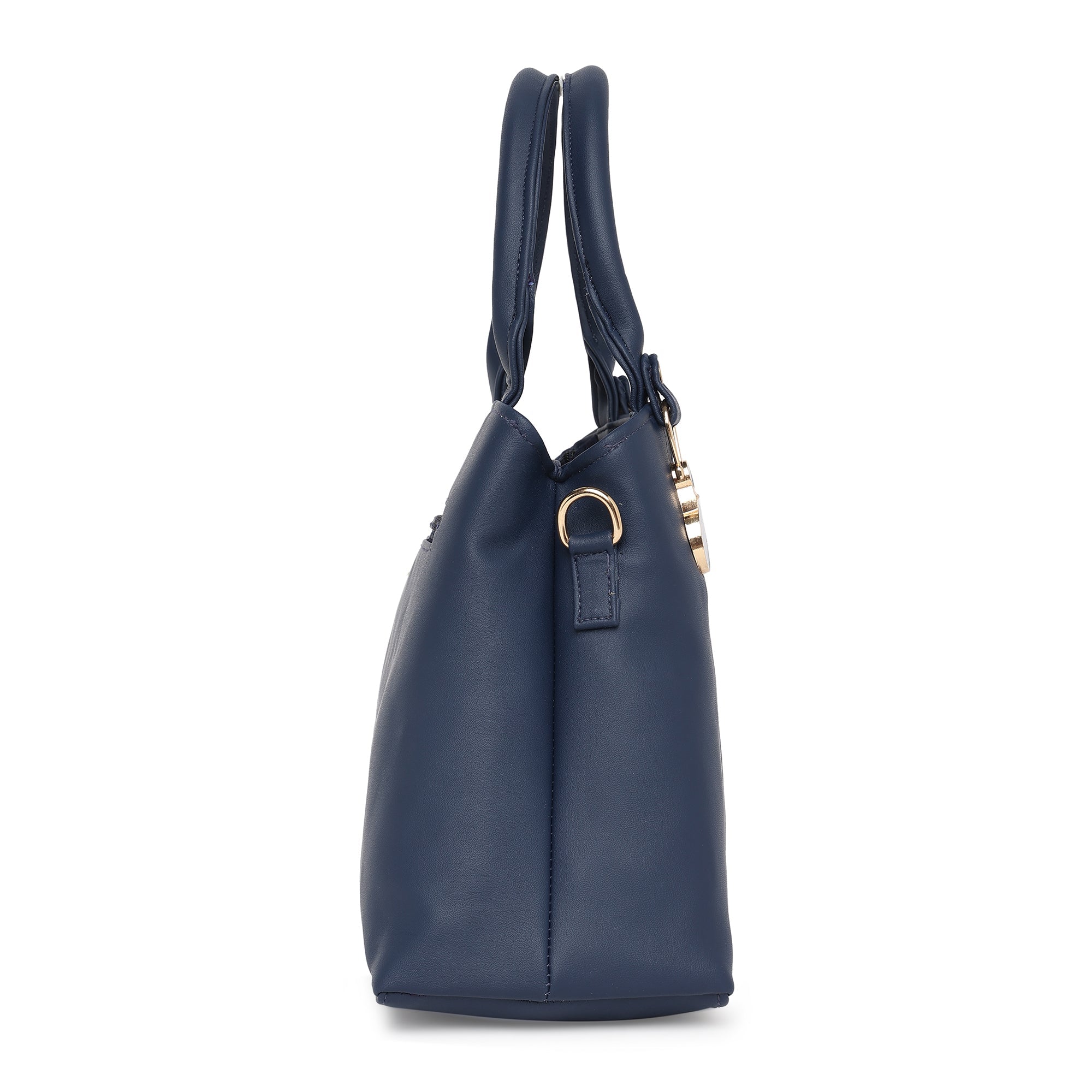 Peachmode Seller Blue Women Vegan Leather Handbag With Belt - view 3