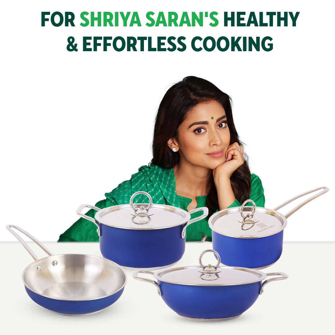 The Indus Valley Tri-Steel Premium Stainless Steel Saucepan/ Milk/ Tea Pan, Tri-ply (3 Layer) Induction Bottom, Steel Lid, 1.4L, Blue - view 2