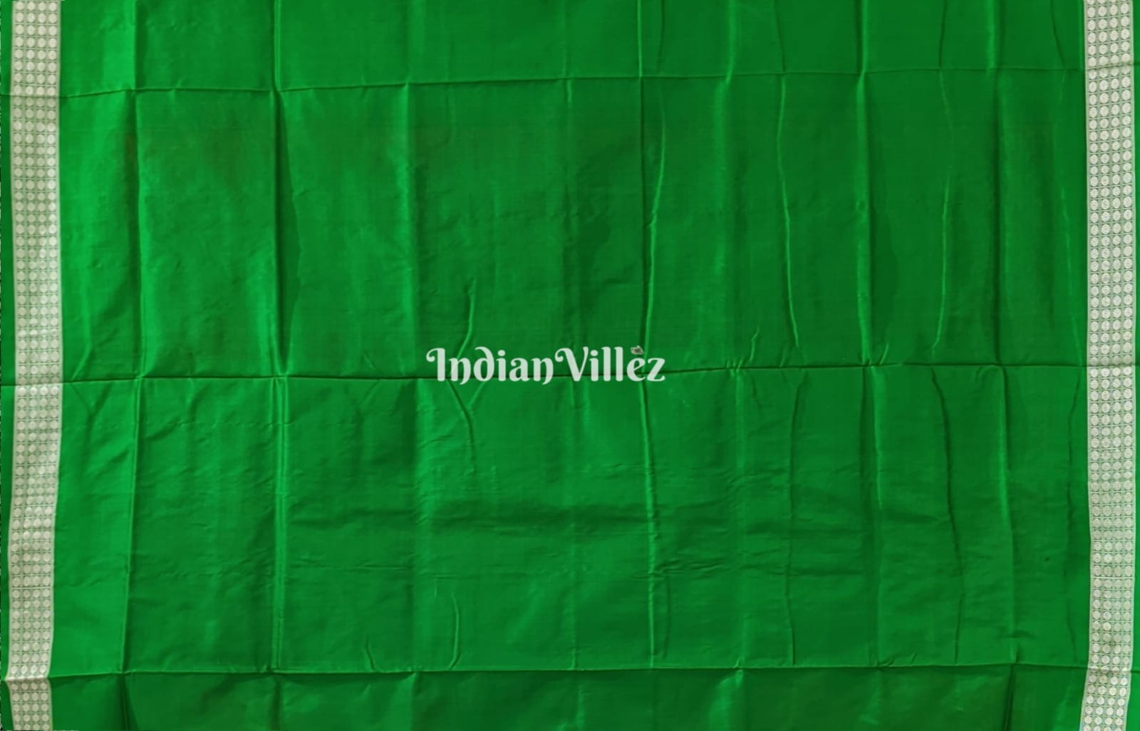 IndianVillèz Orange Green Laxmi Pada Jhoti Design Sambalpuri Ikat Bomkai Silk Saree - view 4