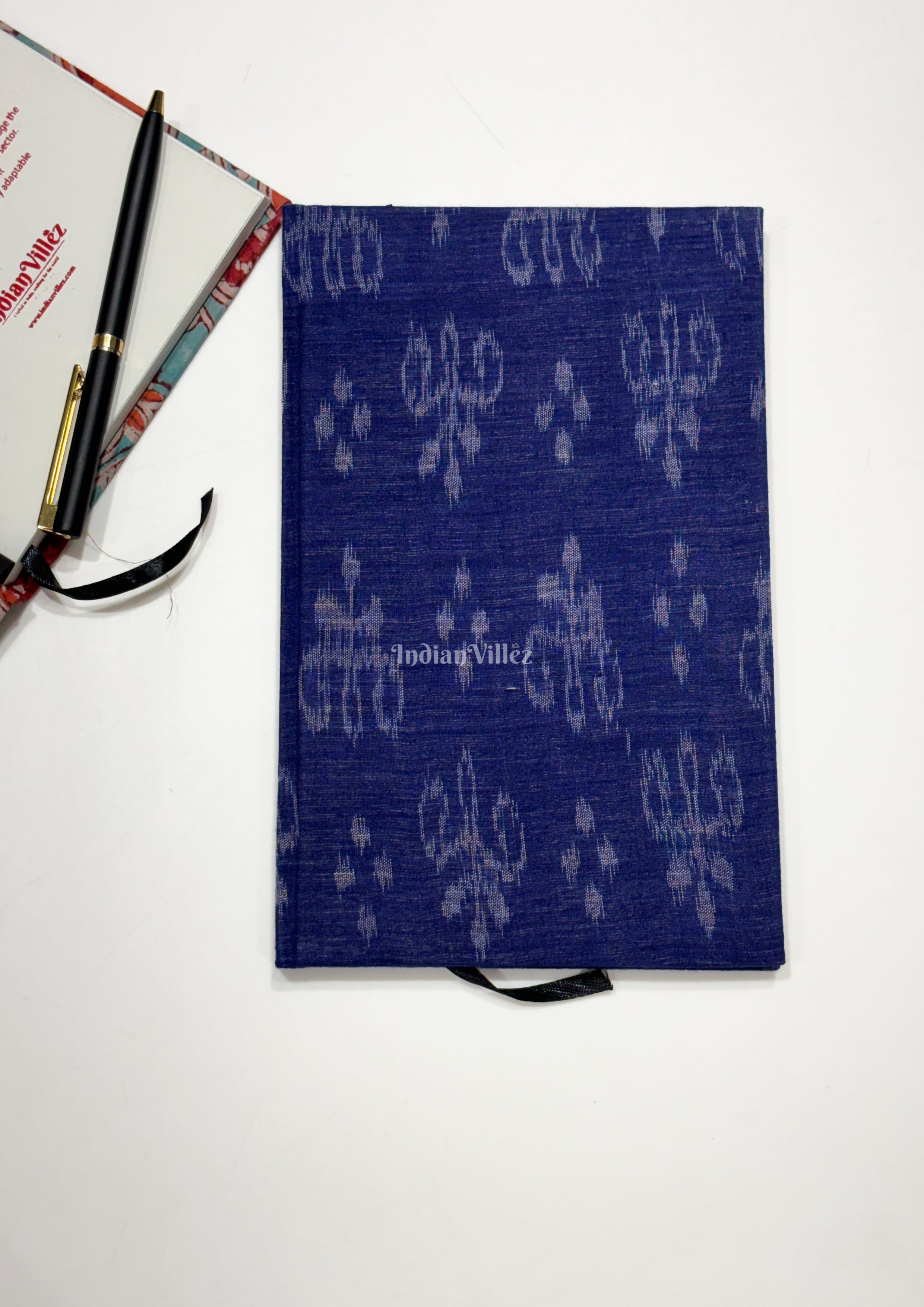 IndianVillèz Blue Handmade Ikat Woven Cotton Fabric Cover Diary