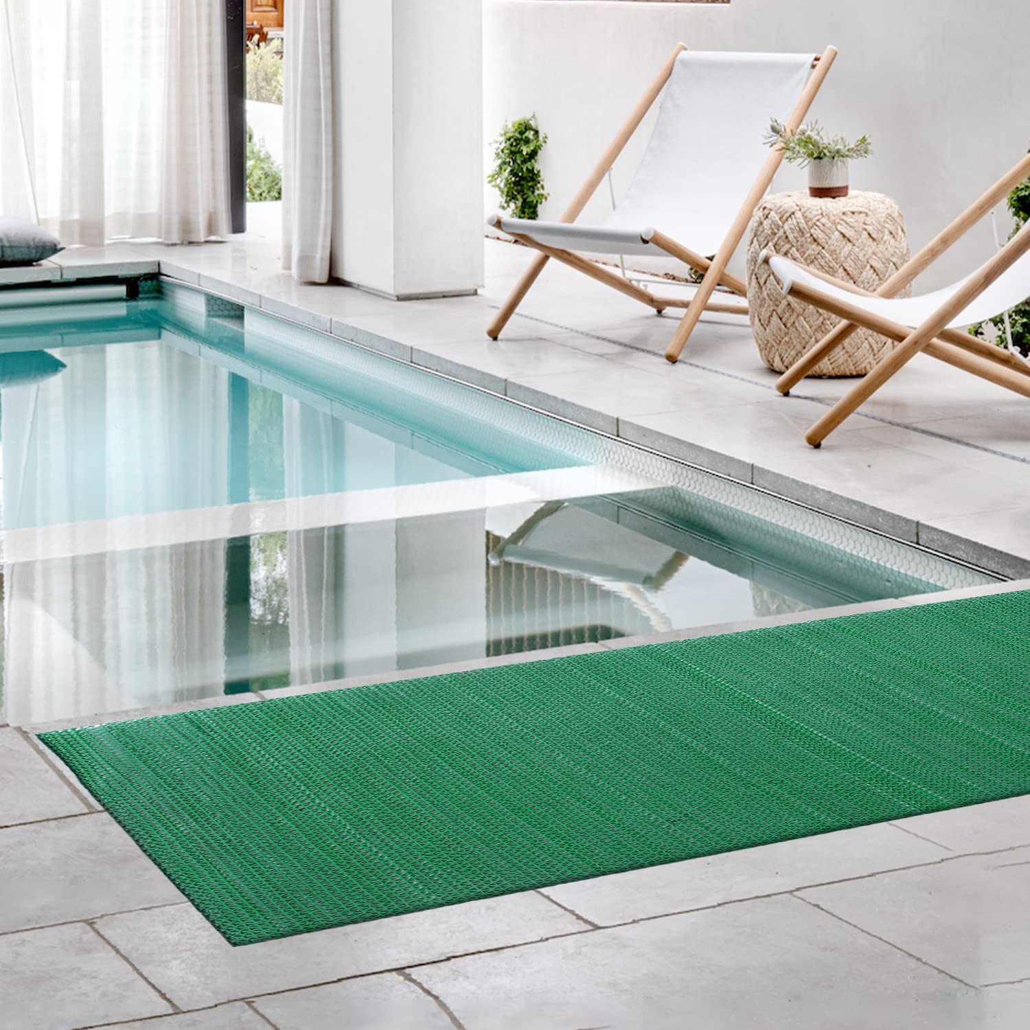 Kuber Industries Rubber Waterproof Anti-Skid Swimming Pool Mat|Shower Mat|Rainmat for Entrance Area,Bathroom,2 x 20 Feet (Green)