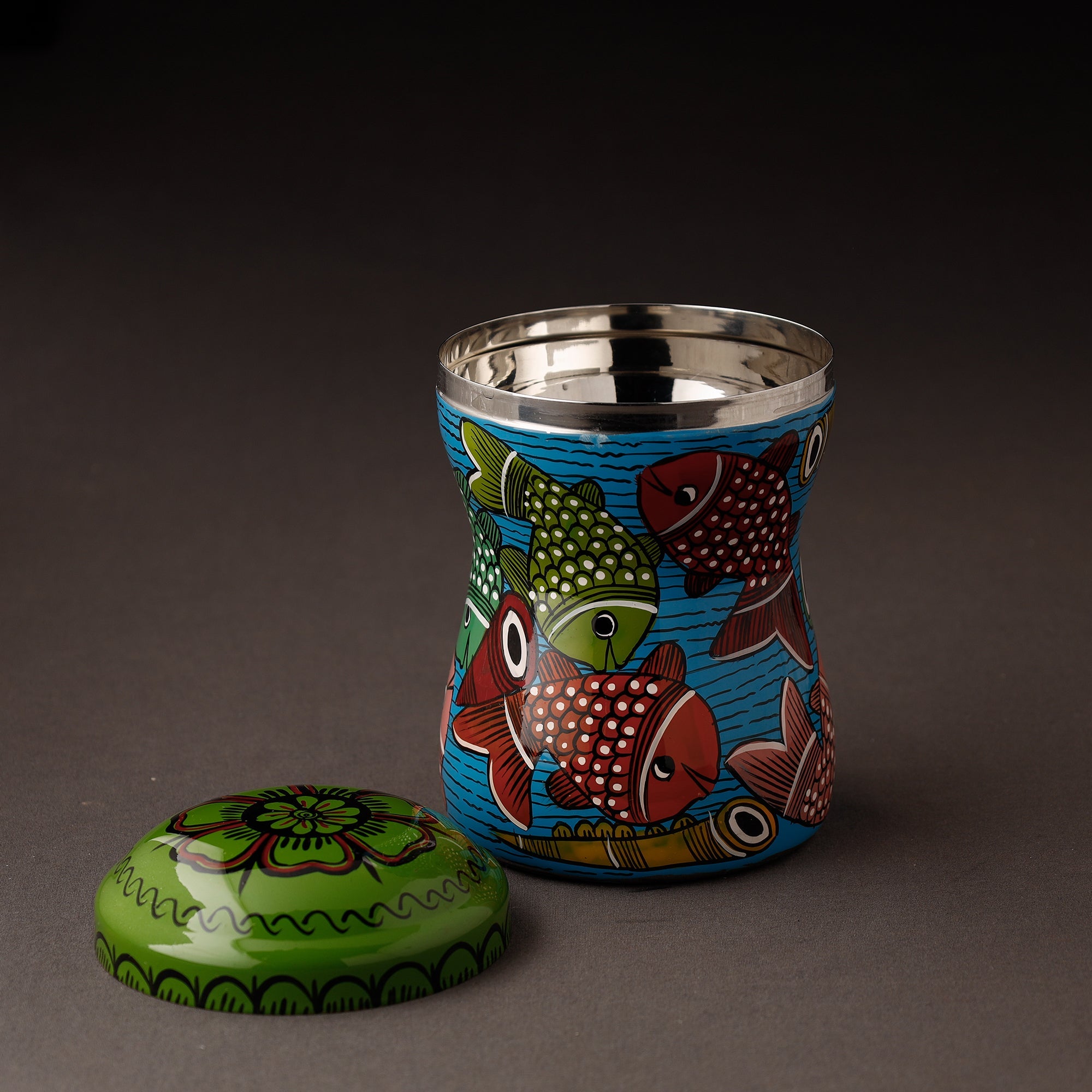 AAYAAS Bengal Patua Handpainted Stainless Steel Multi Utility Container - view 2