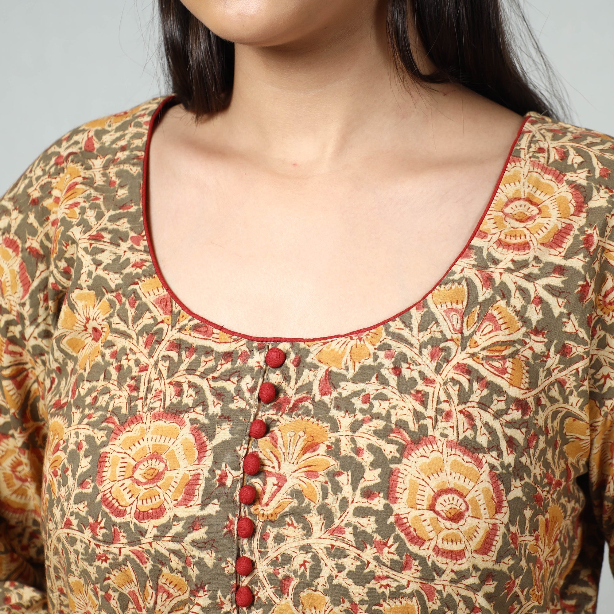 ITOKRI CASUALS Brown - Kalamkari Block Printed Cotton Long Kurta - view 4