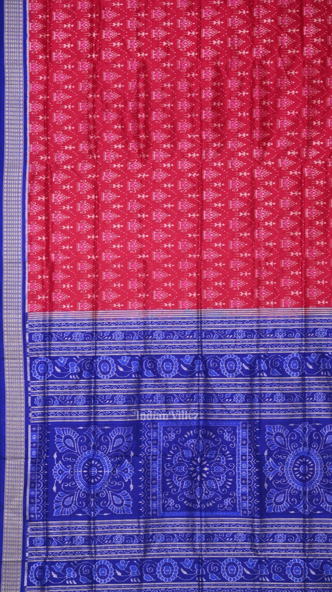 IndianVillèz Pink Royal Blue Tribal Theme Sambalpuri Silk Saree - view 3