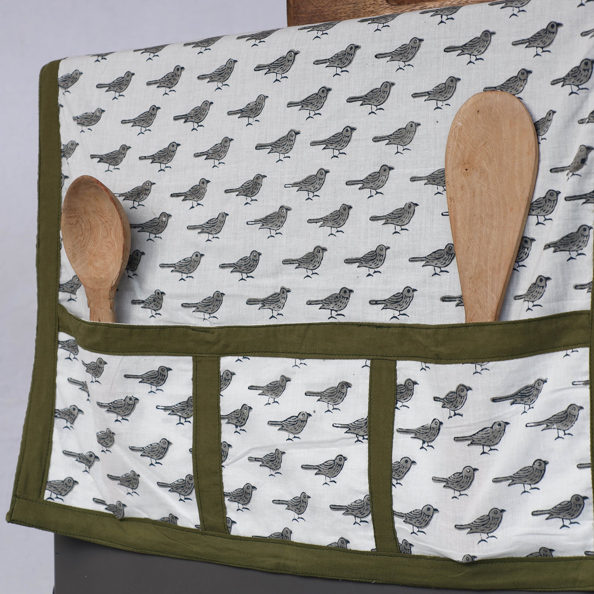 JALPARI Block Printed Cotton Fridge Top Cover with Multiple Pockets - view 2