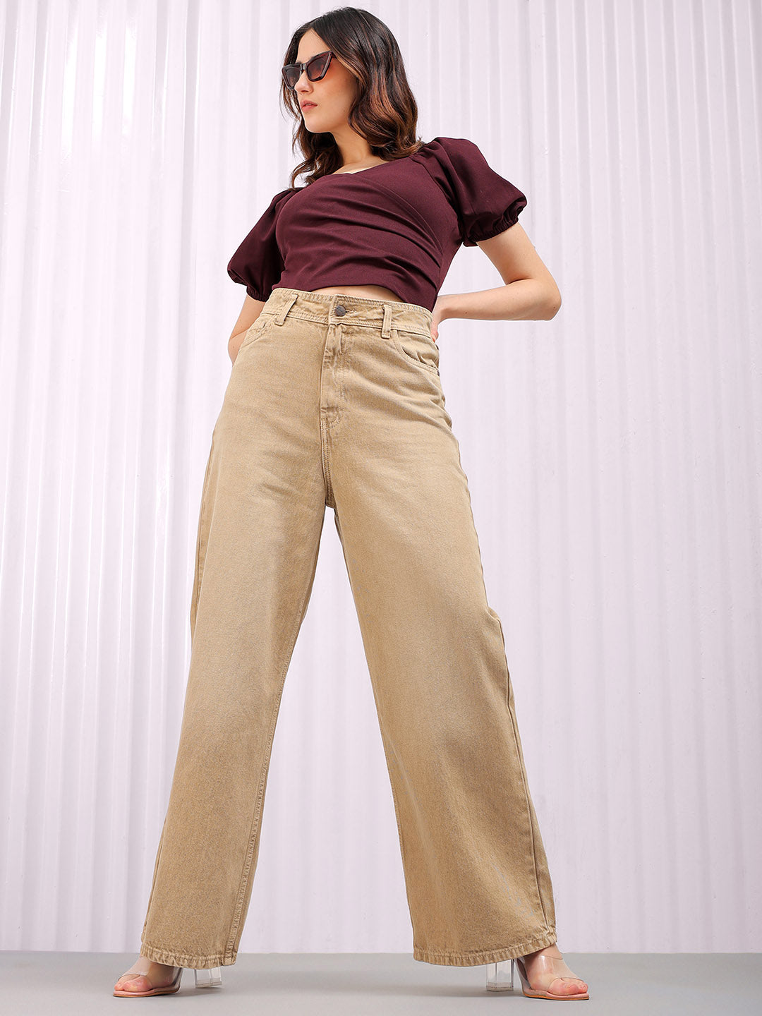 Freehand By The Indian Garage Co Women's Solid Bootcut High Rise Five Pocket Jeans - view 2