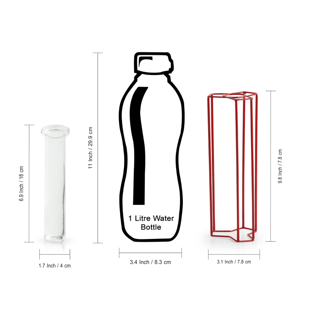 EXCLUSIVELANE 'Modern Glass Garden' Test Tube Table Planter/Vase (10 Inch, Red) - view 7