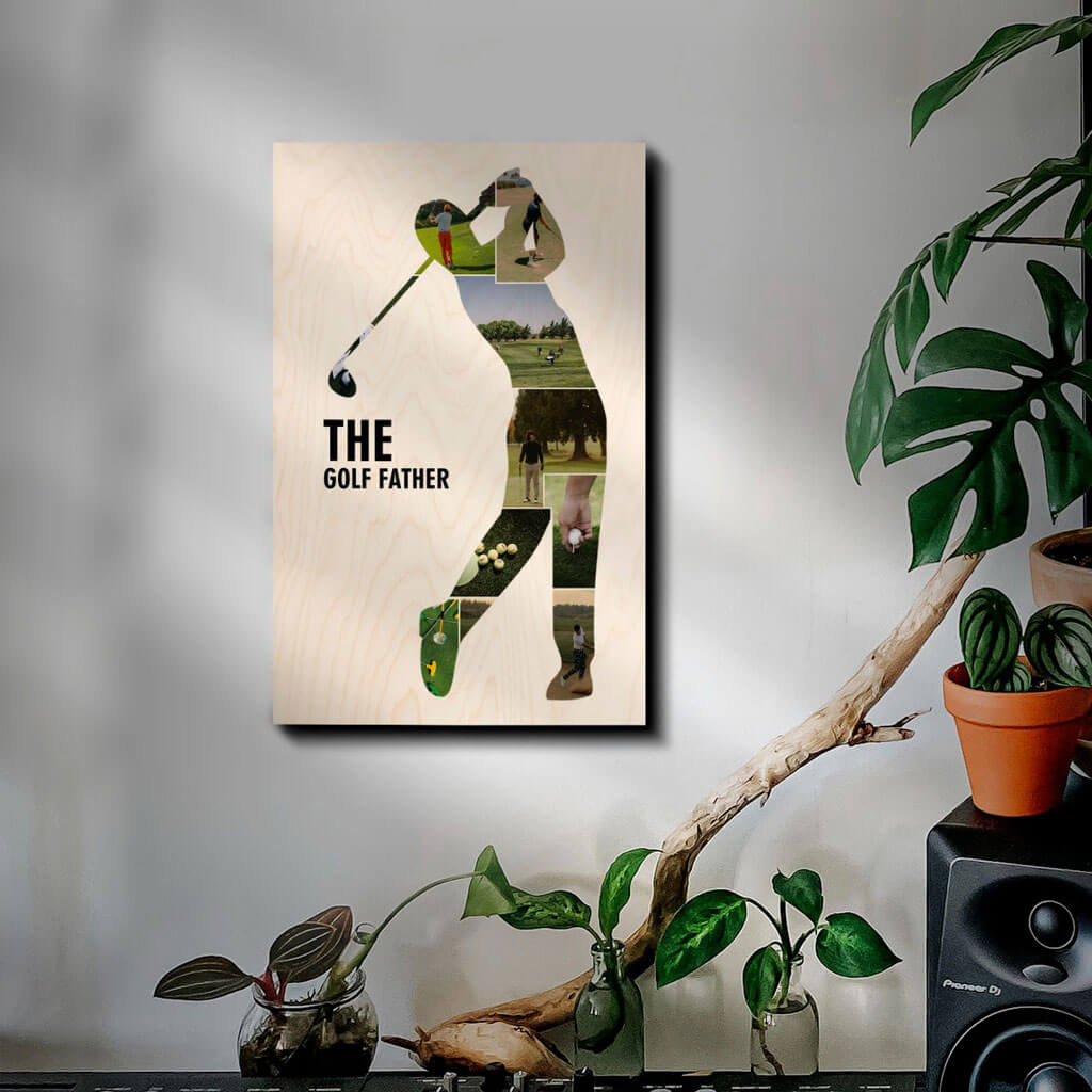 Bigsmall_cc Best Golf Father Wooden Wall Art