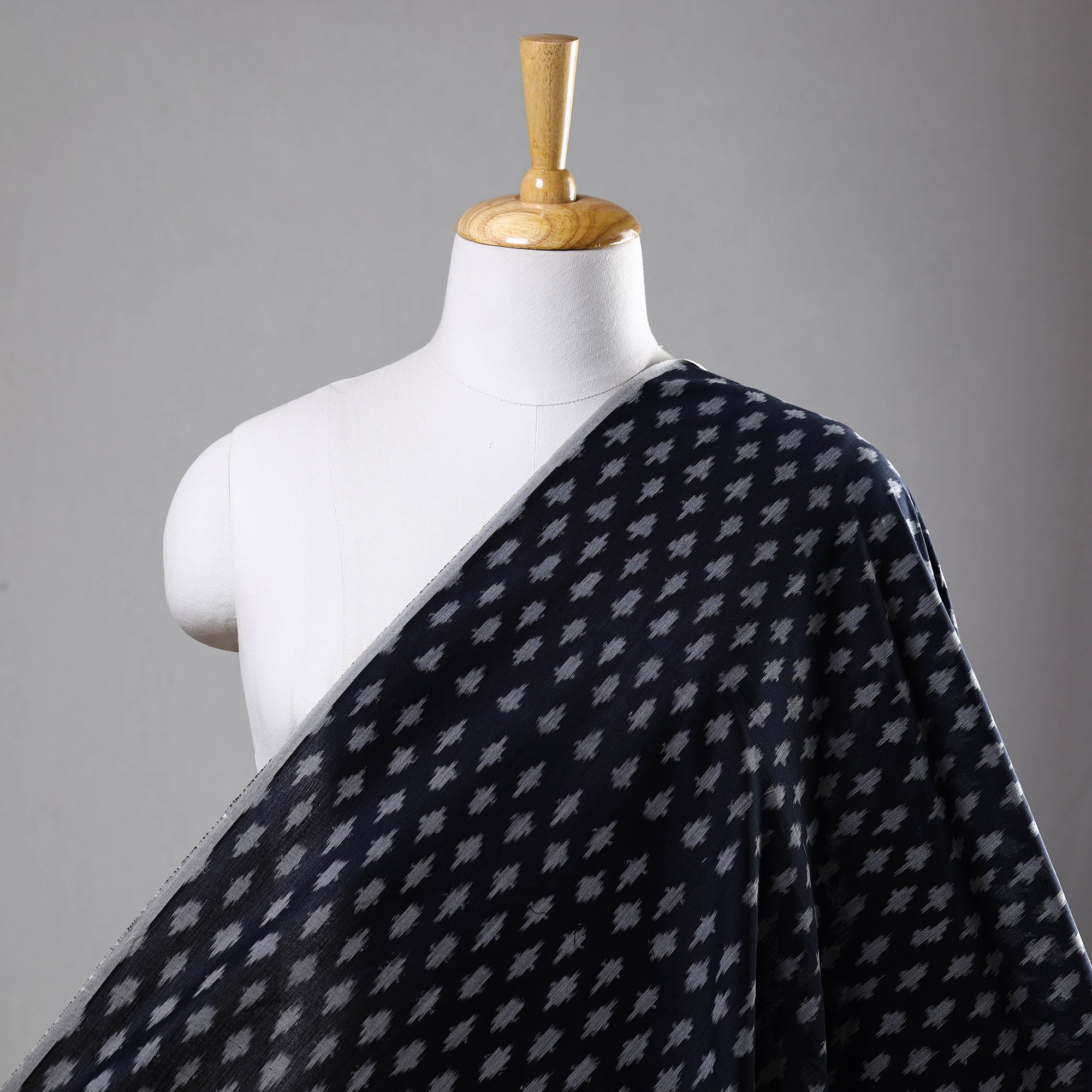 SOUTH KARGHA Black - Mercerised Cotton Pochampally Ikat Fabric 07