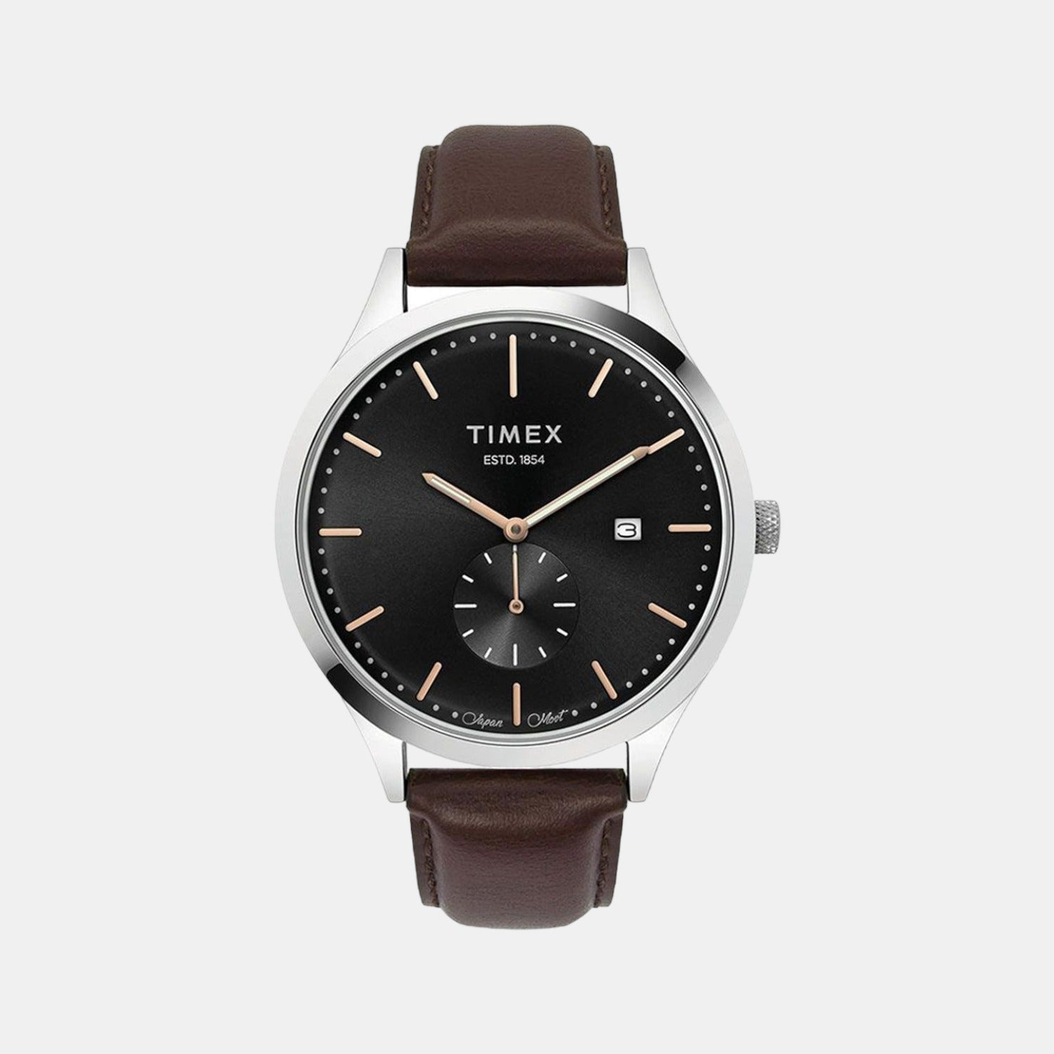 Timex Fashion Men Quartz Grey Dial Analog Leather Watch TW000T315