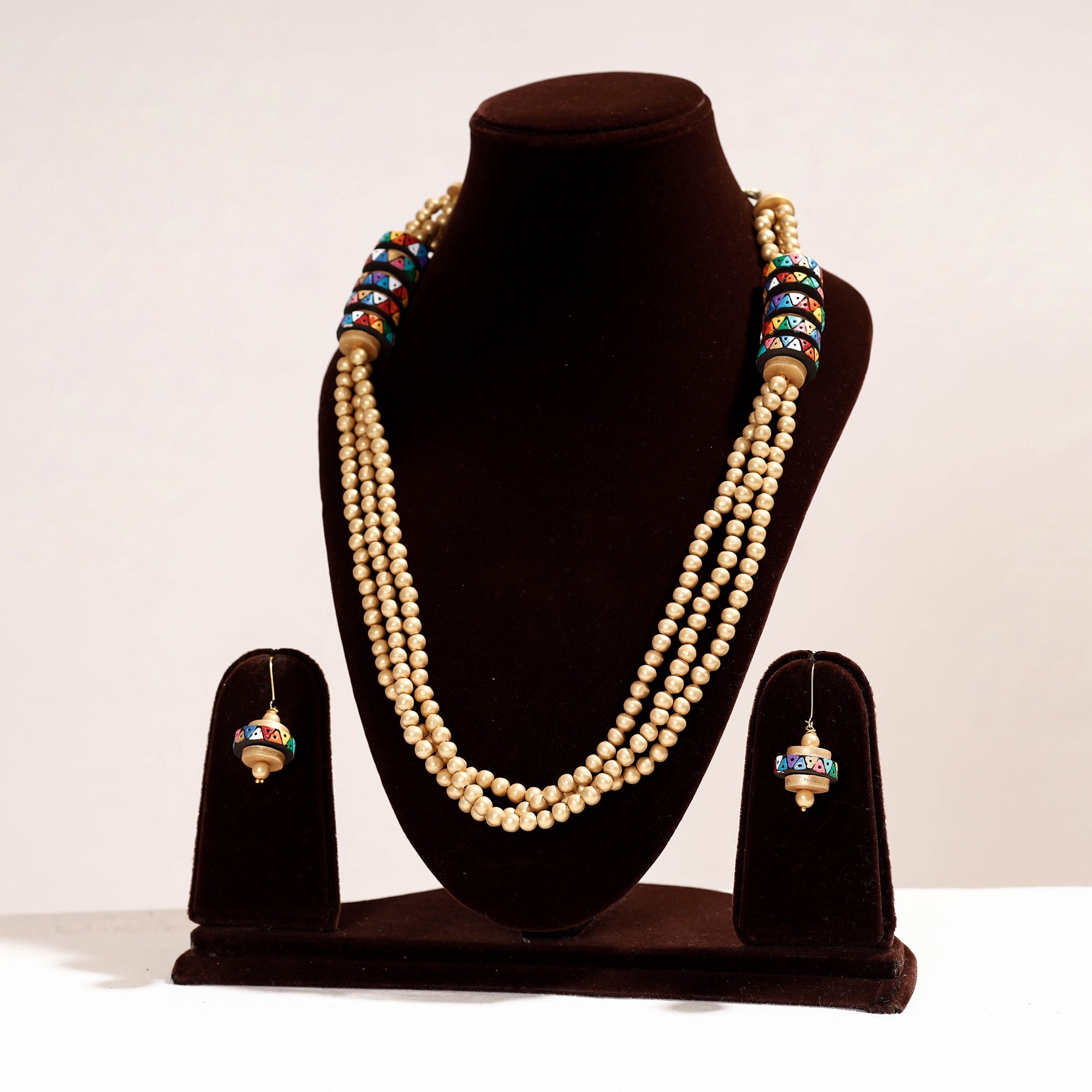 KHUSHBASH - HAPPY LOOM OF EAST Bishnupur Handpainted Terracotta Necklace Set
