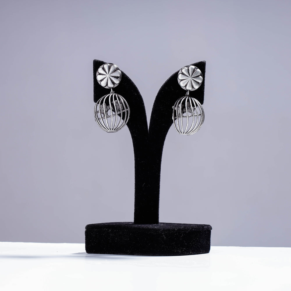 WHITE RIVER STORIES Antique Silver Finish Oxidised Brass Base Earrings