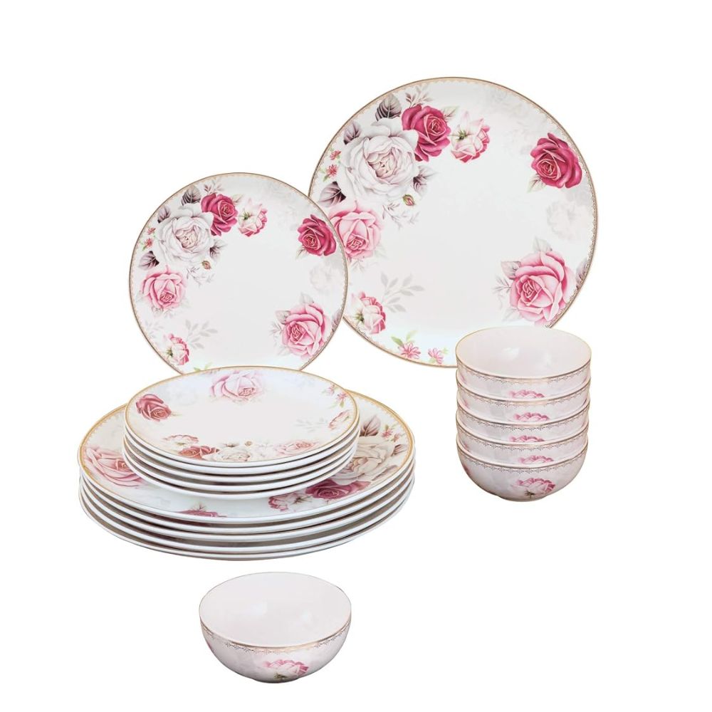 Clay Craft Urmi Rose Dinner Set | Premium 22K Liquid Gold | Set of 18 Pcs - view 5