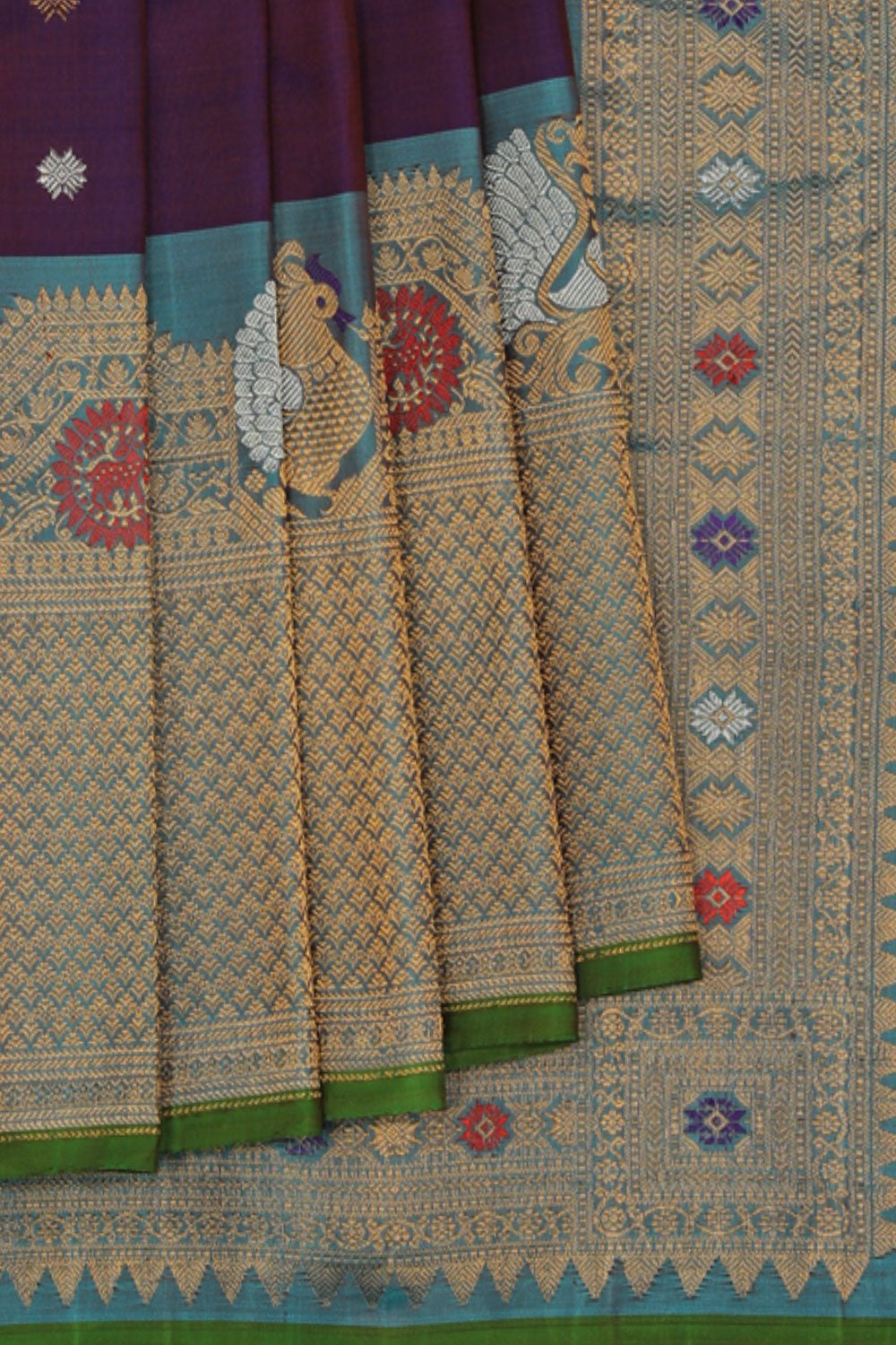 Kalanjali Gadwal-Silk Violet Saree – Women's