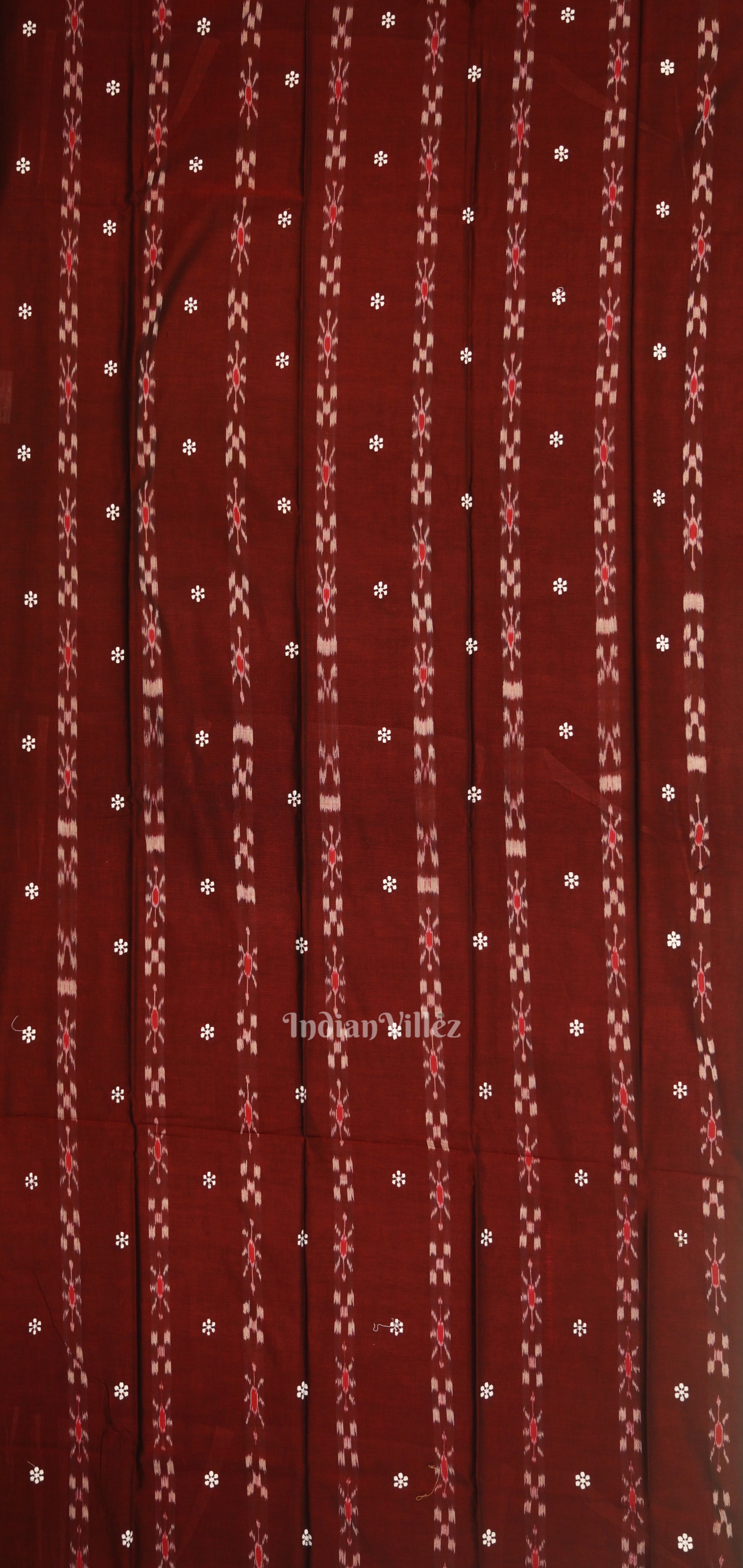 IndianVillèz Maroon Parrot Green Flower Buti Odisha Ikat Sambalpuri Dress Set & Dupatta - view 2