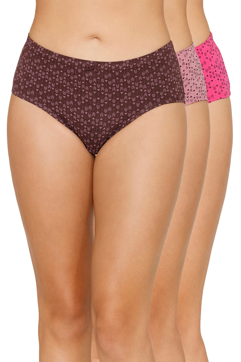 Amante Inner Elastic Printed Mid Rise Hipster Panty (Pack of 3)
