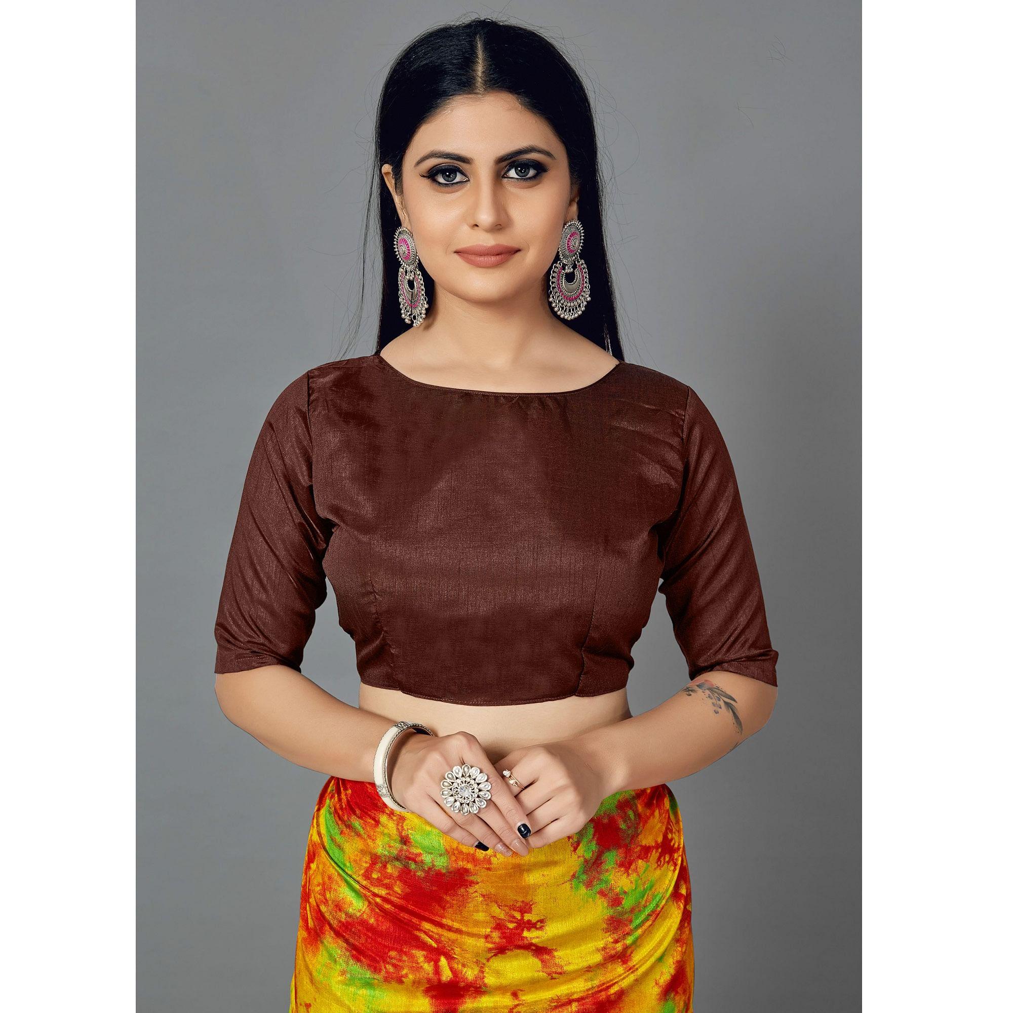Peachmode Multi Casual Art Silk Printed Saree With Unstitched Blouse - view 4