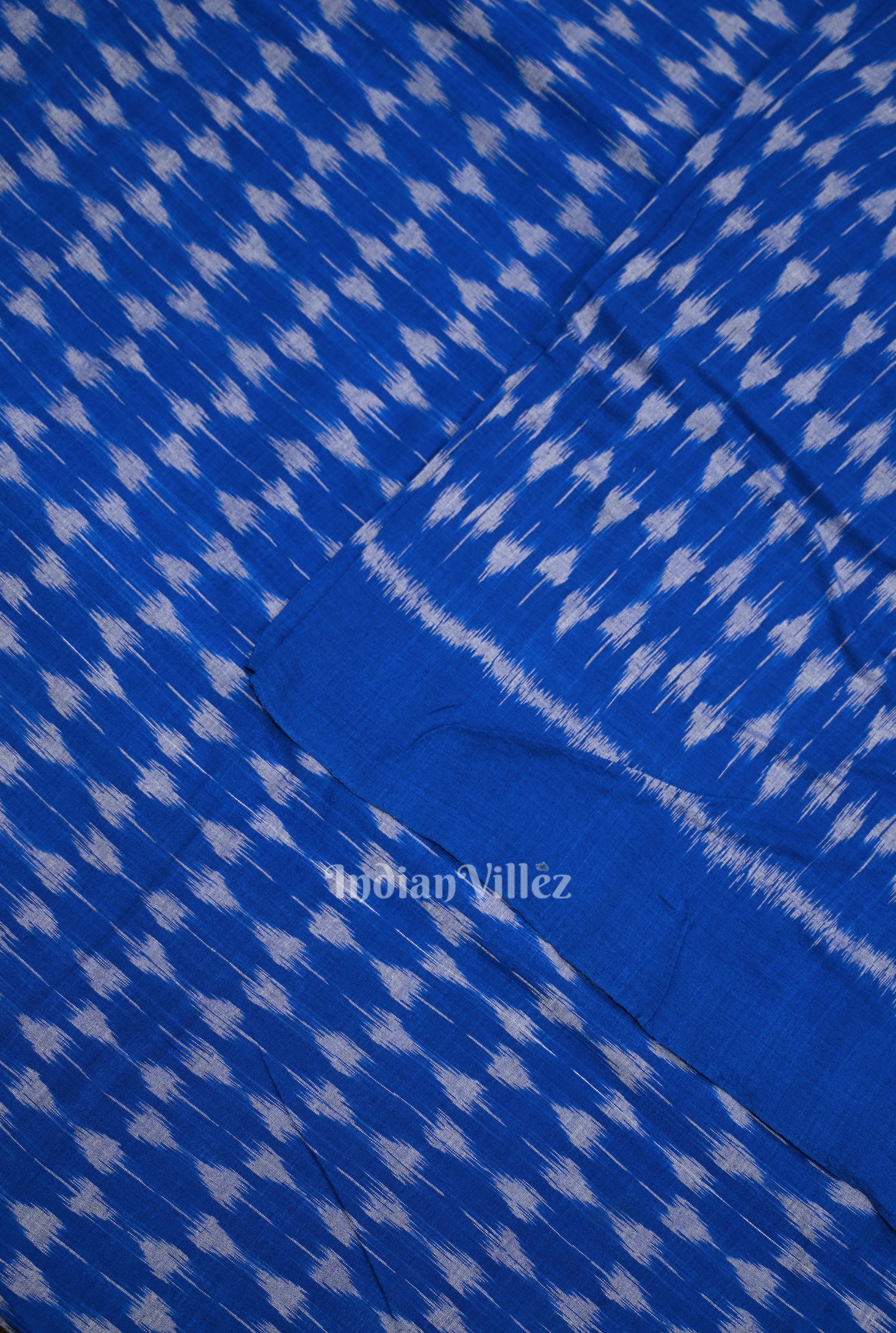 IndianVillèz Blue Sambalpuri Odisha Ikat Cotton Fabric - view 2