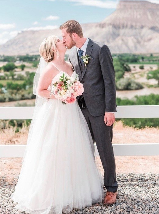 fiftyflowers.com Colorful Blush Garden Rose and Dahlia Wedding