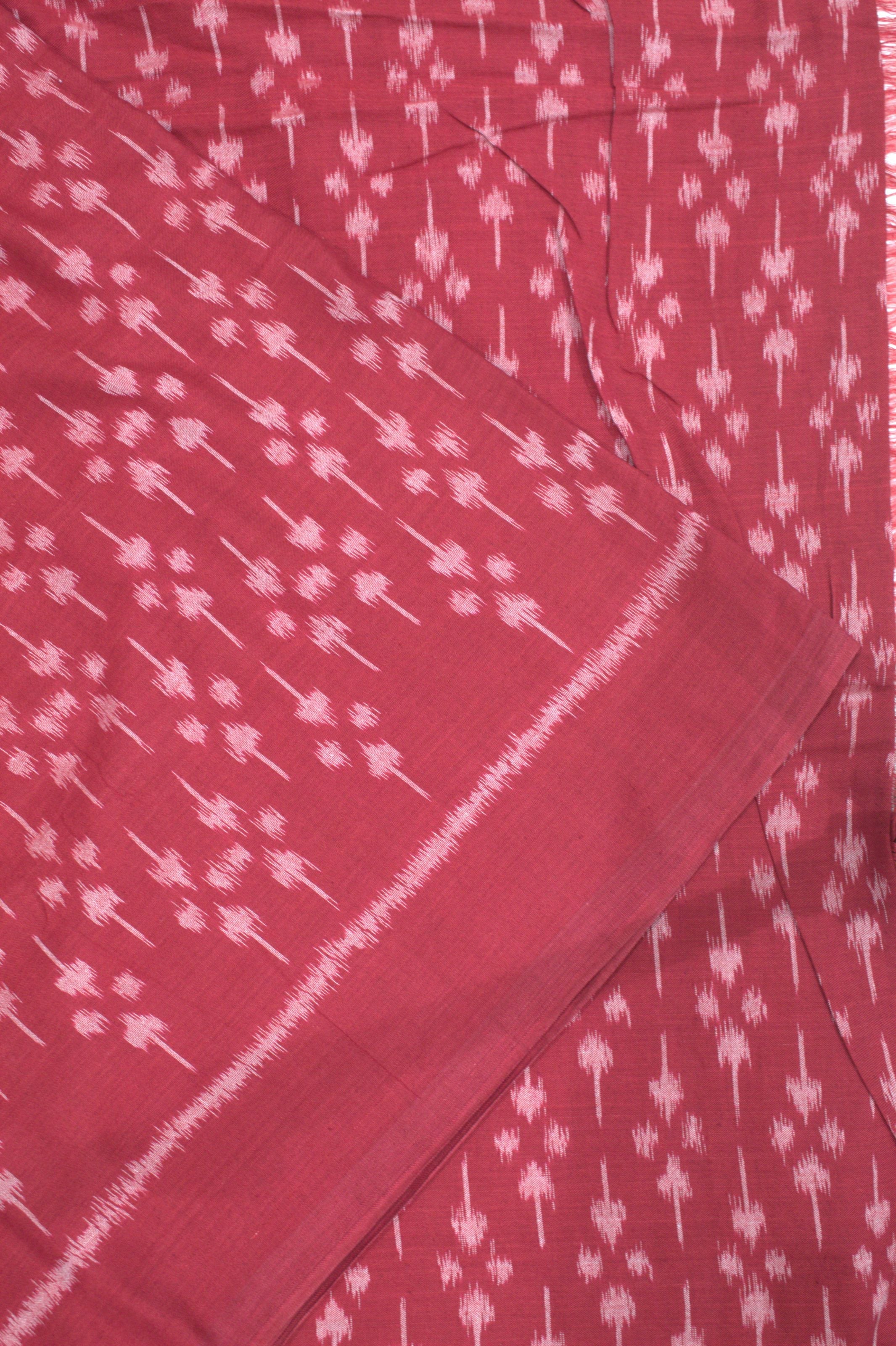 IndianVillèz Cherry Red Sambalpuri Ikat Cotton Fabric - view 2