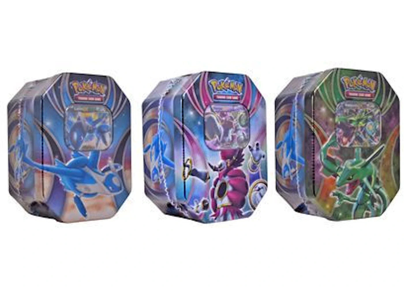 Pokémon 2015 Pokemon TCG Powers Beyond Tin Rayquaza EX/Latios EX/Hoopa EX Lot