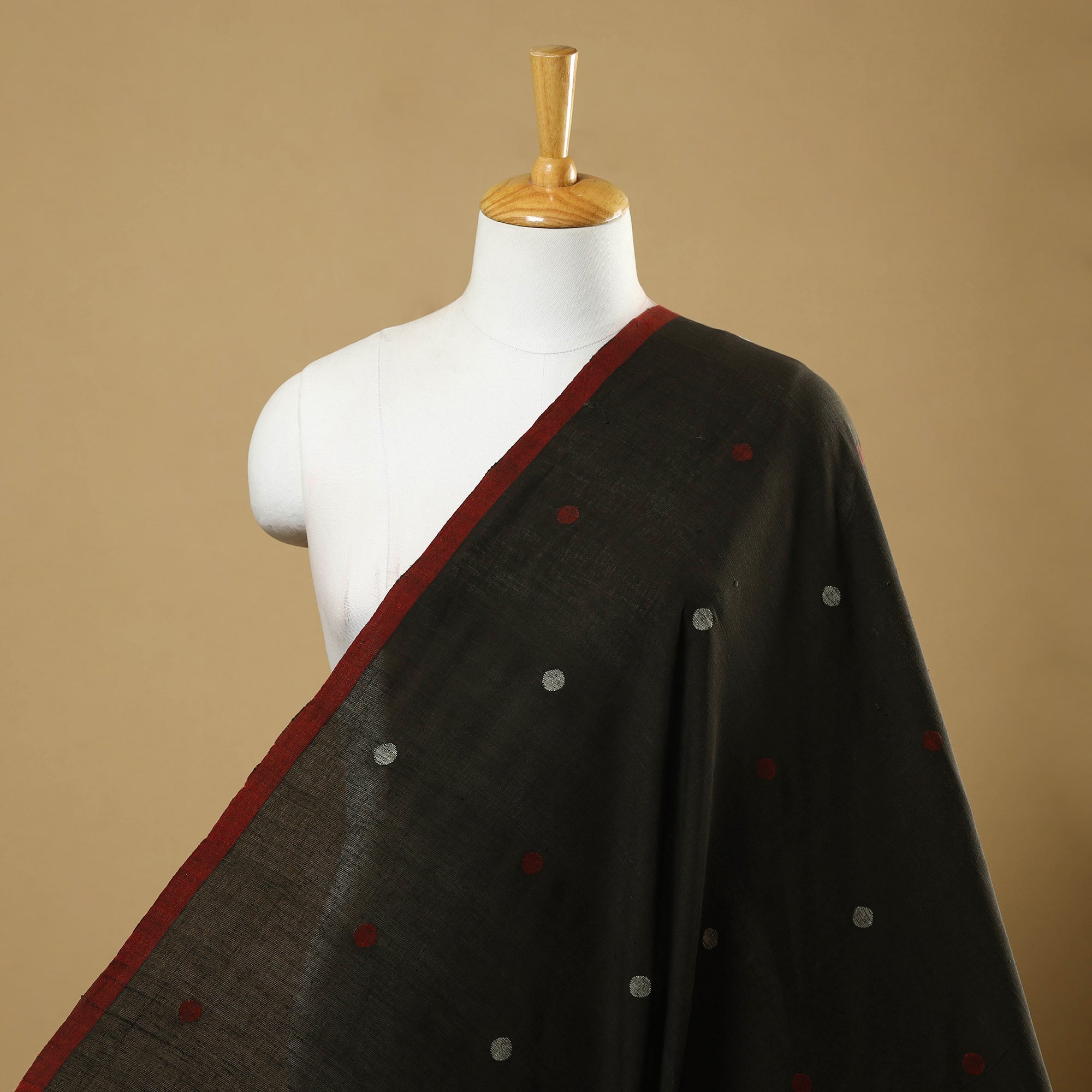 SOUTH KARGHA Black - Handspun Handloom Natural Dyed Cotton Jamdani Fabric 41