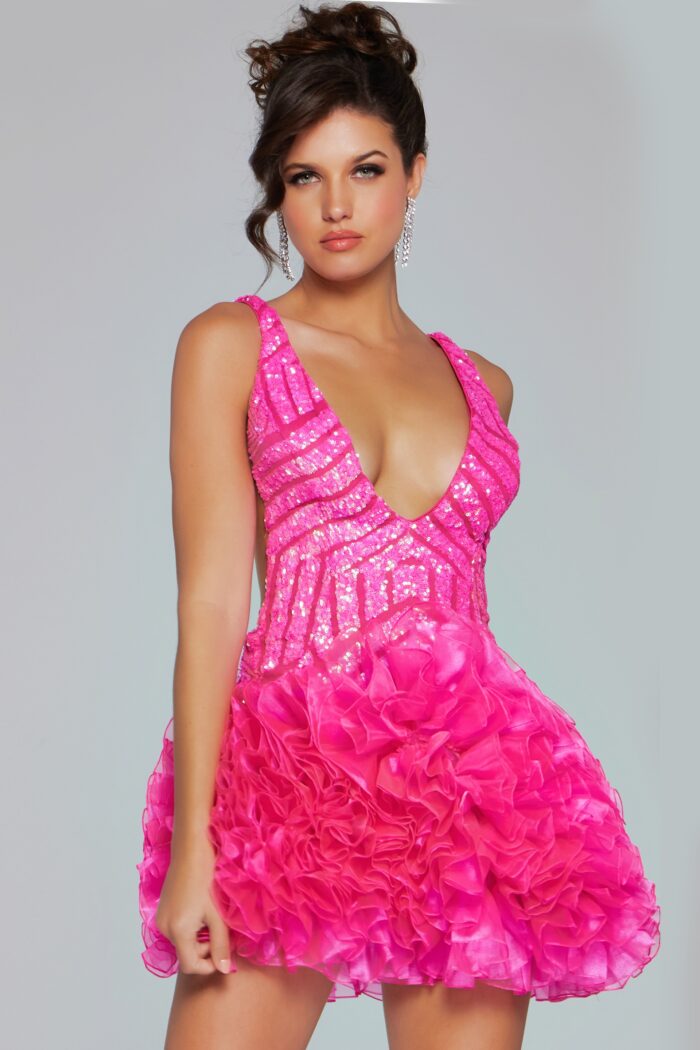 Jovani 39931 Homecoming Short Ruffle Cocktail Dress - view 9