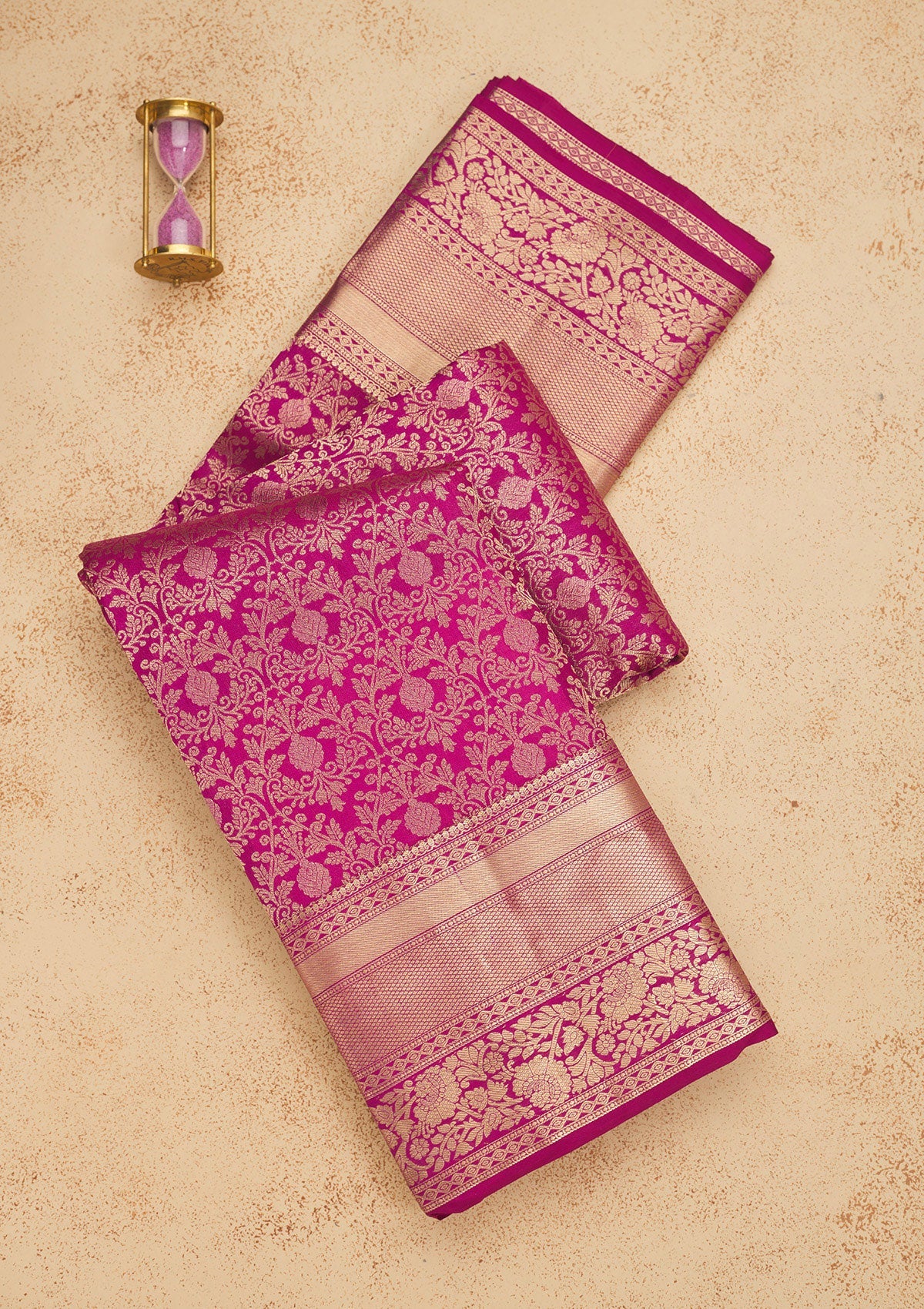 Koskii Wine Zariwork Pure Silk Saree – Women's